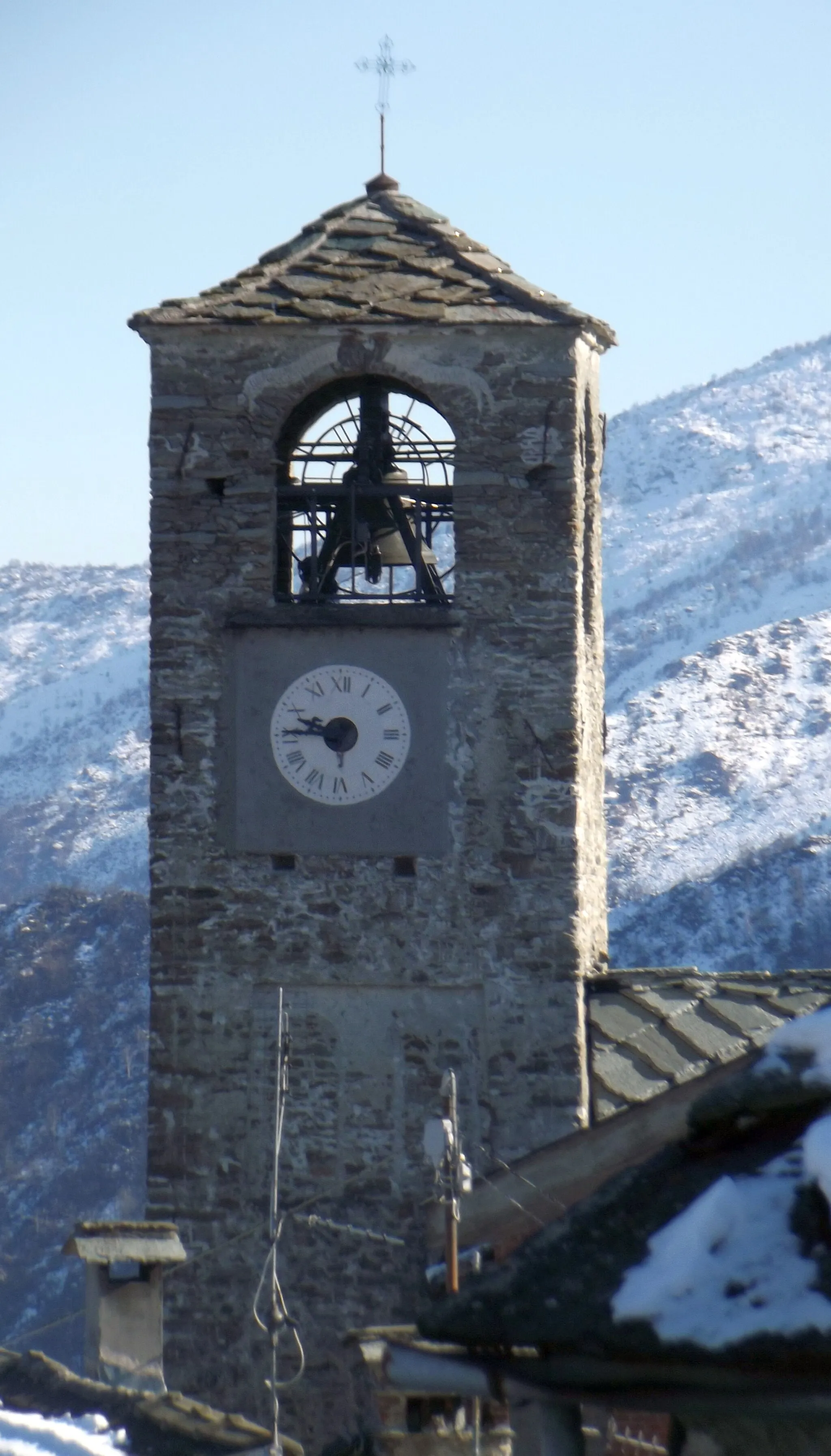 Photo showing: Col San Giovanni (Viù, TO, Italy): church tower
