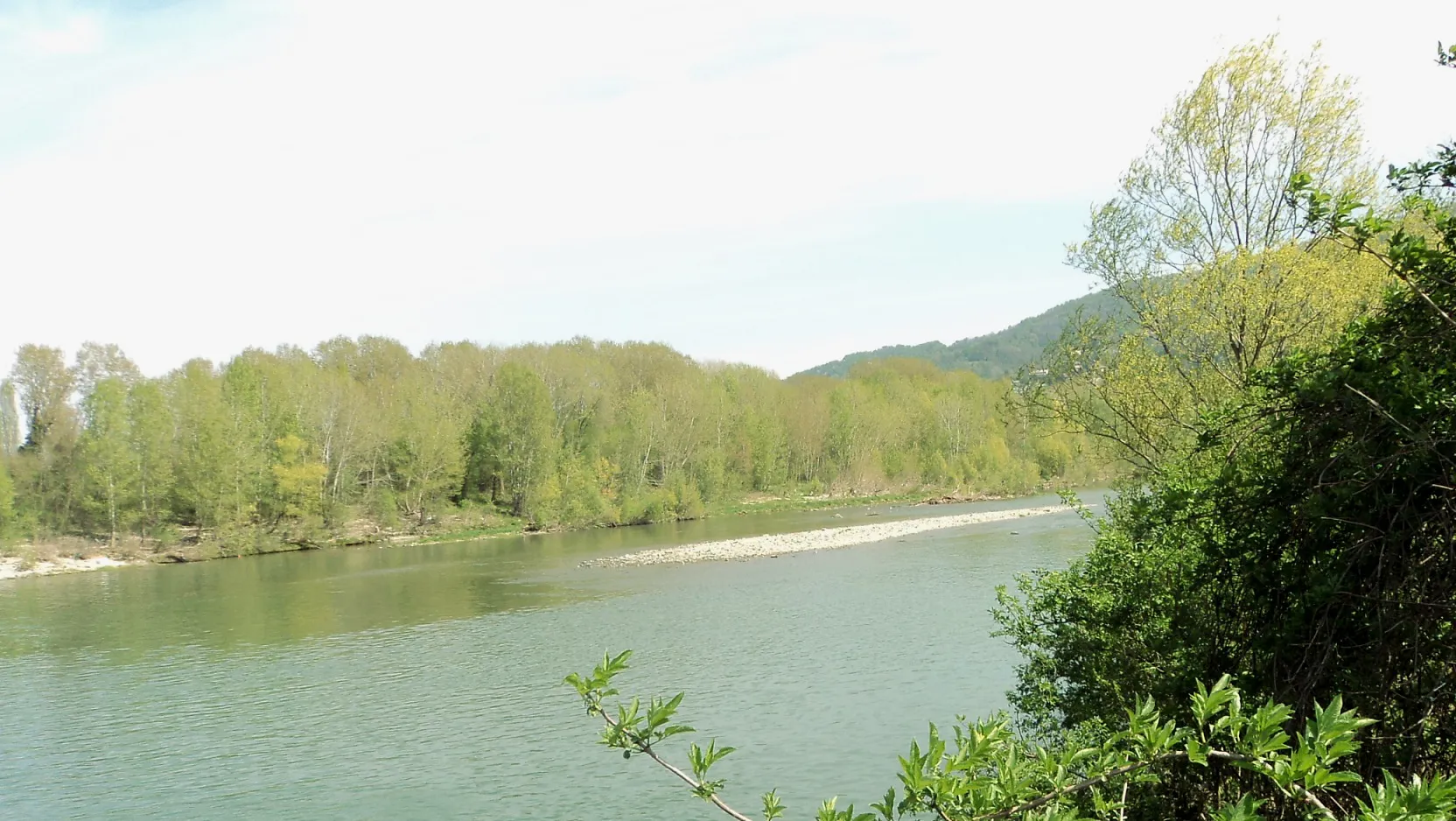 Photo showing: Inizio dell'Isolone Bertolla di Torino Parco del Meisino, Inquadratura da sotto la Diga del Pascolo (ponte di Corso L. Sturzo/"Curva delle Cento Lire"), dalla riva destra del fiume Po.