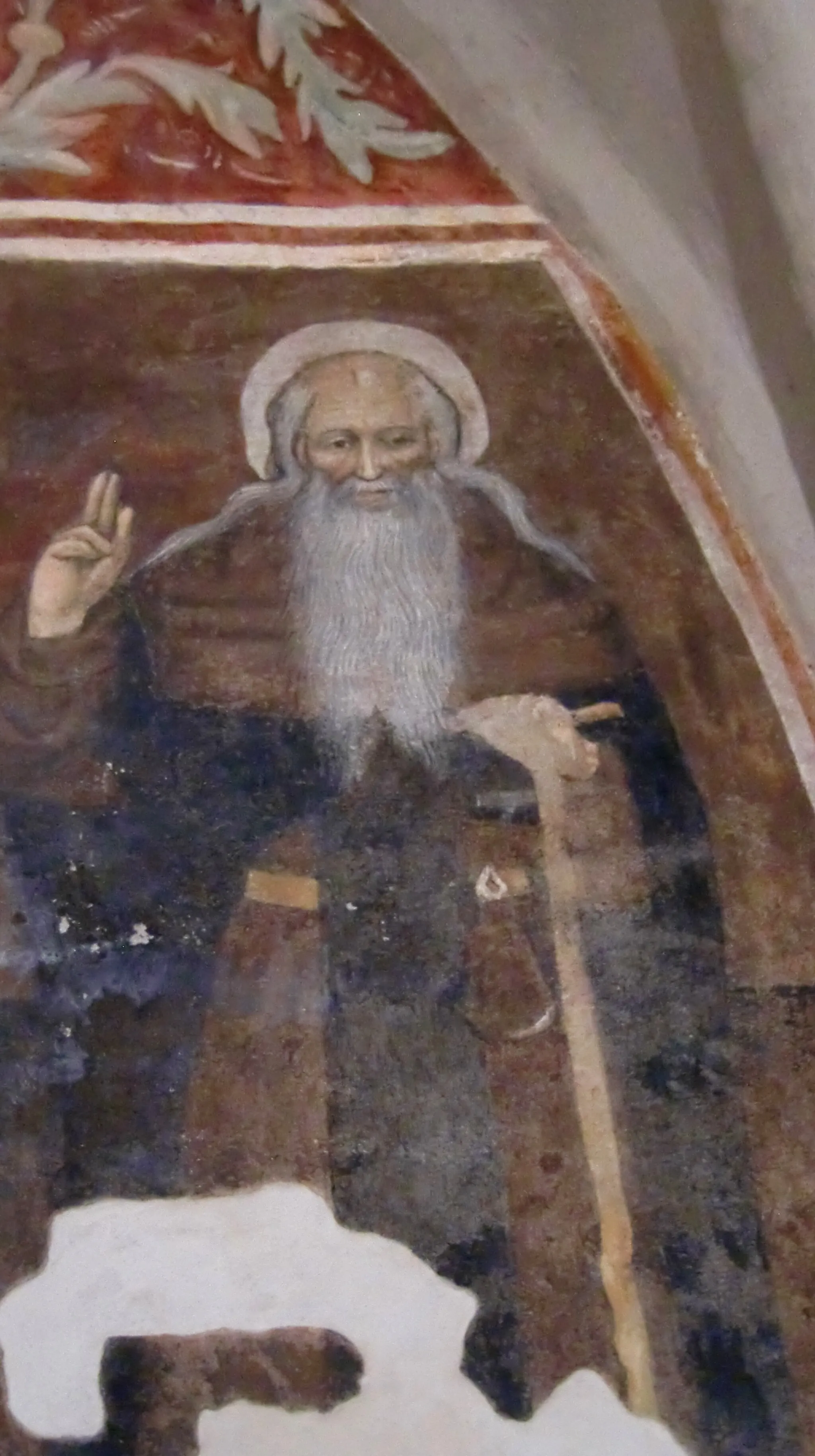 Photo showing: Aimone Duce, St. Antony the abbot, 1429, fresco, Cappella di Santa Maria della Stella, Macello, Province of Turin, Italy