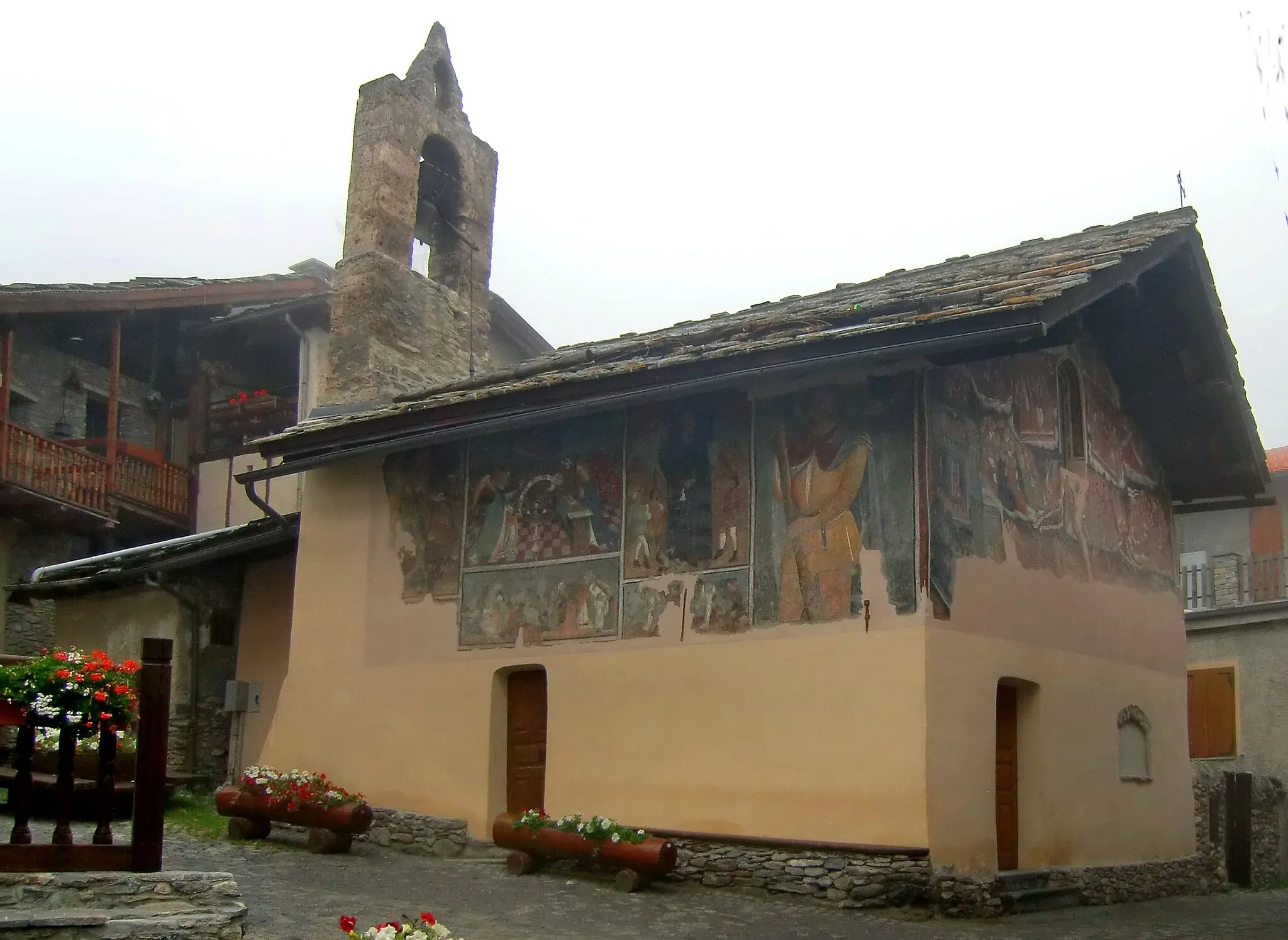 Photo showing: Sauze d'Oulx (TO), village of Jouvencieaux, Cappella di Sant'Antonio abate, XV century