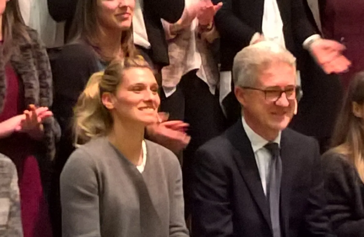 Photo showing: Francesca Dallapé and Stefano Bizzotto during a scholarship delivering ceremony in Lavis (TN, Italy)