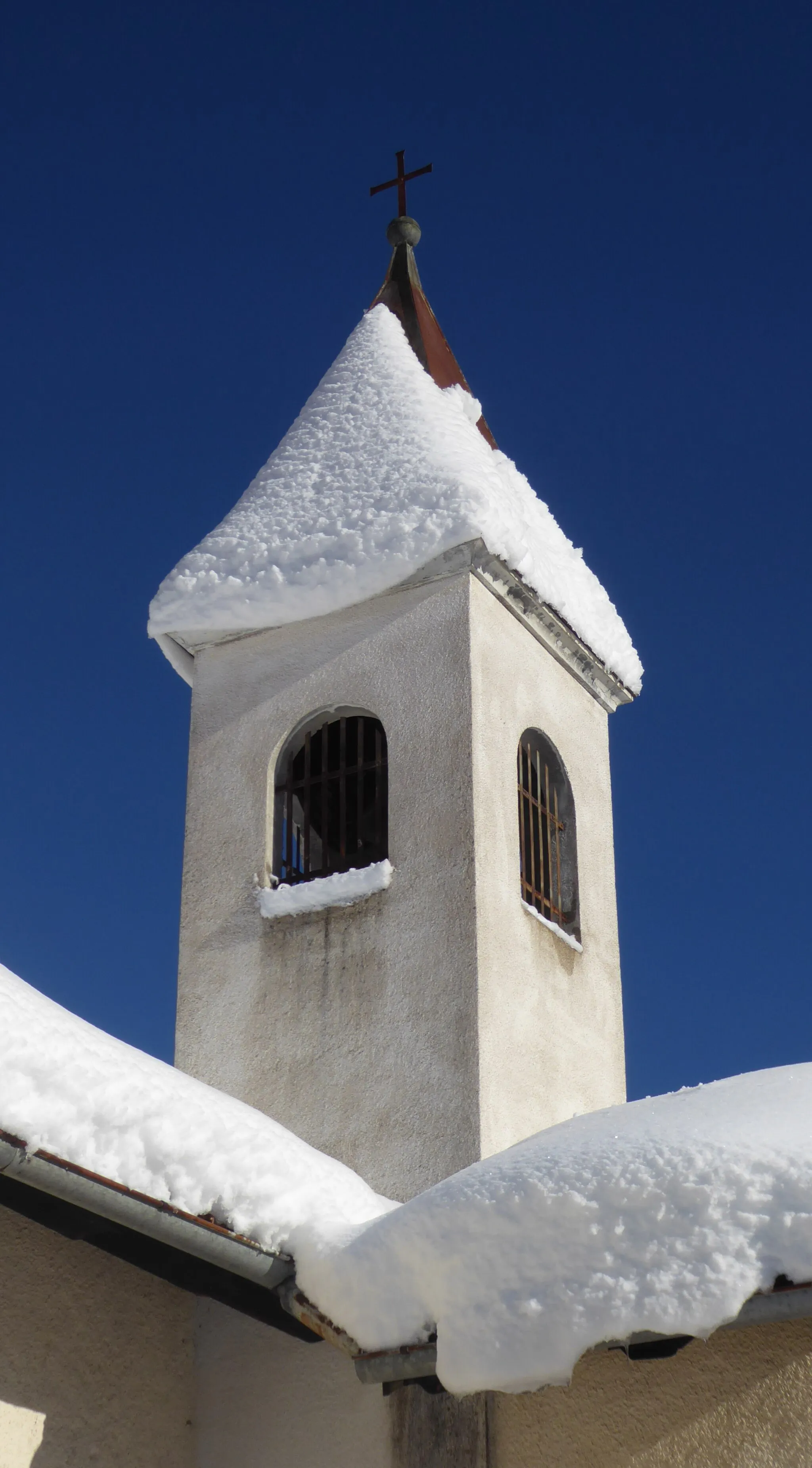Photo showing: Slaghenaufi (Lavarone, Trentino, Italy), Madonna Pellegrina church - Belltower