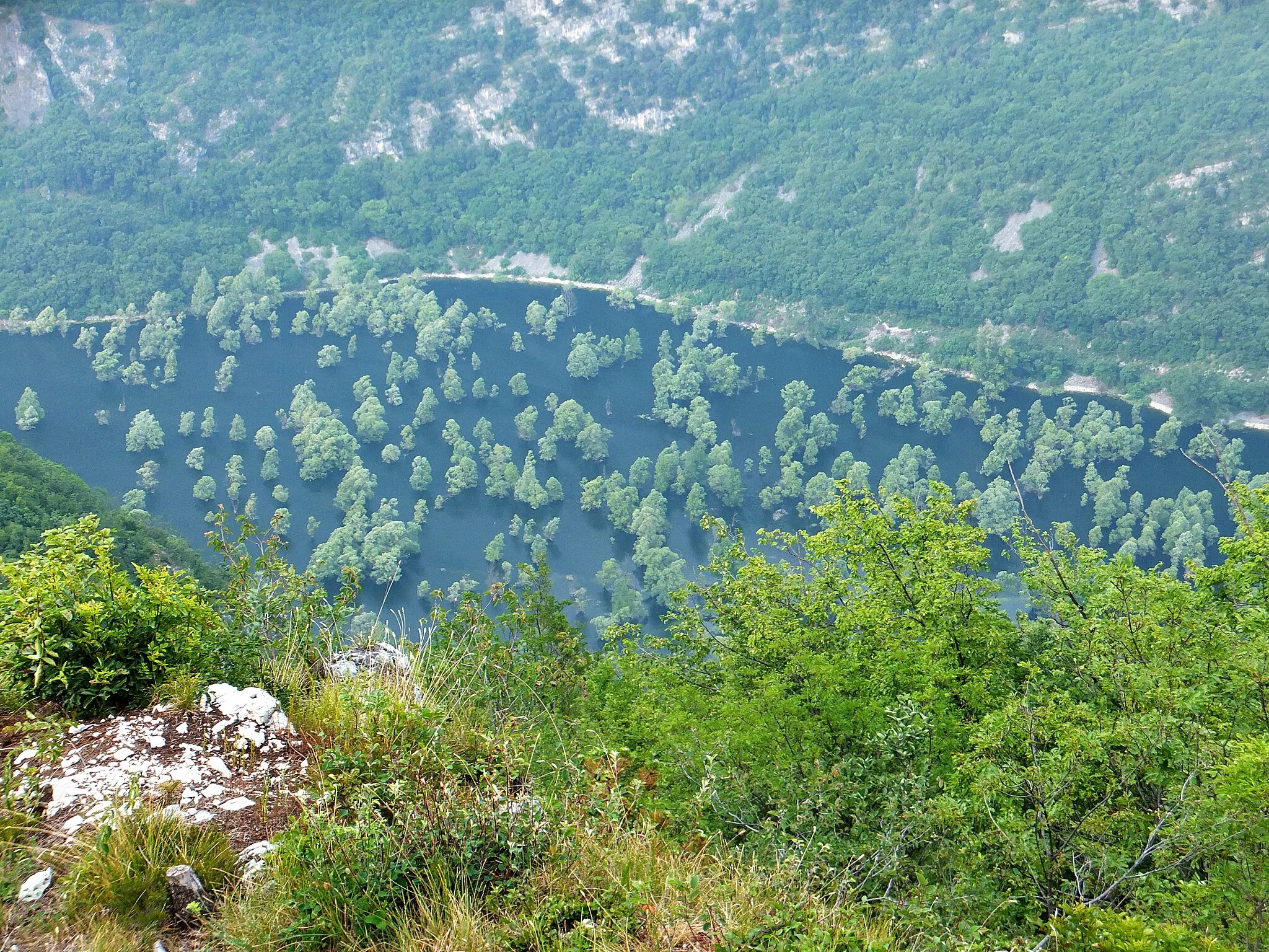 Photo showing: The view of Lake Loppio (Lago di Loppio) from Doss Alto di Nago