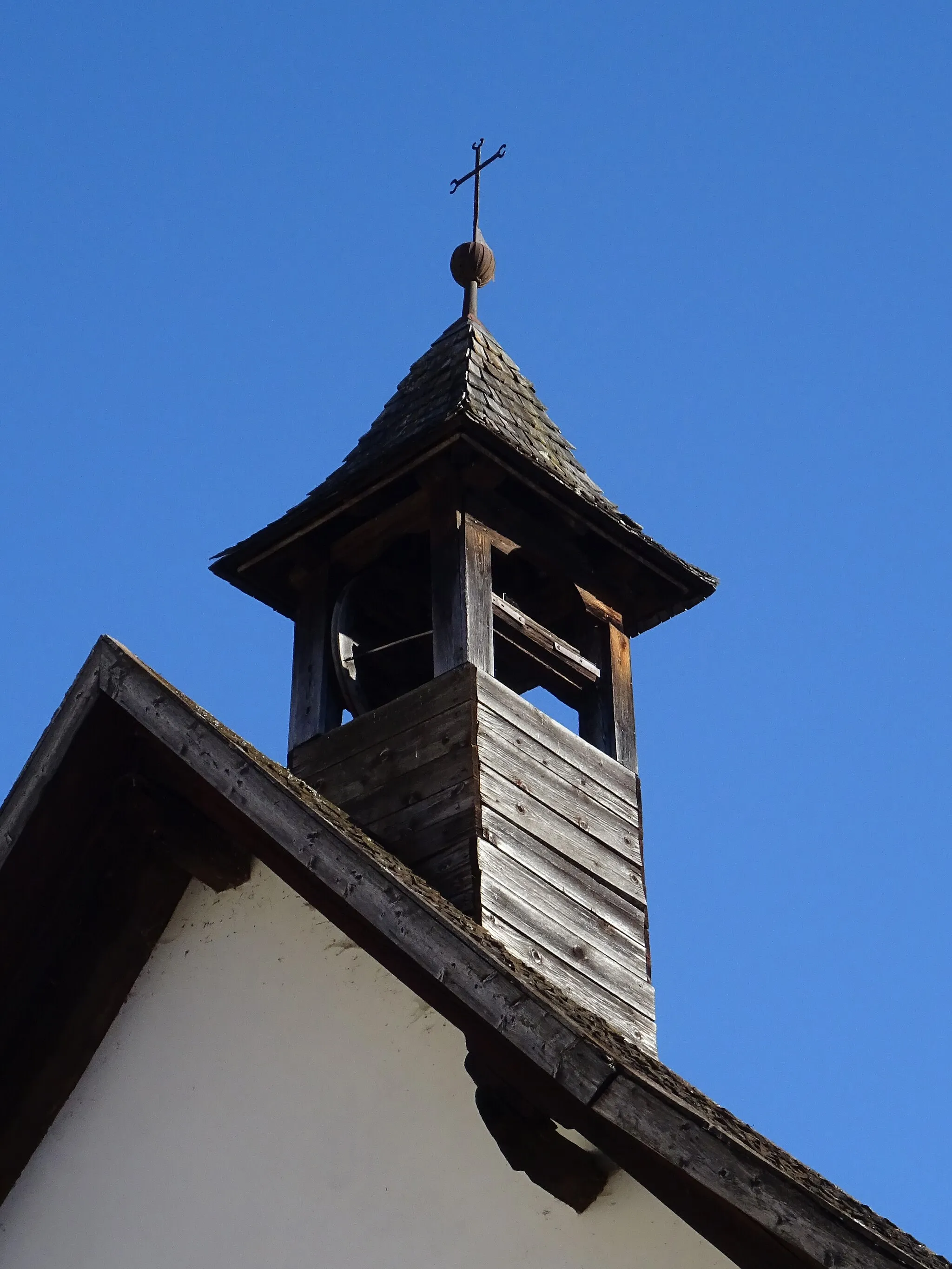 Photo showing: Mestriago (Commezzadura, Trentino, Italy), Saint John the Baptist church - Belltower