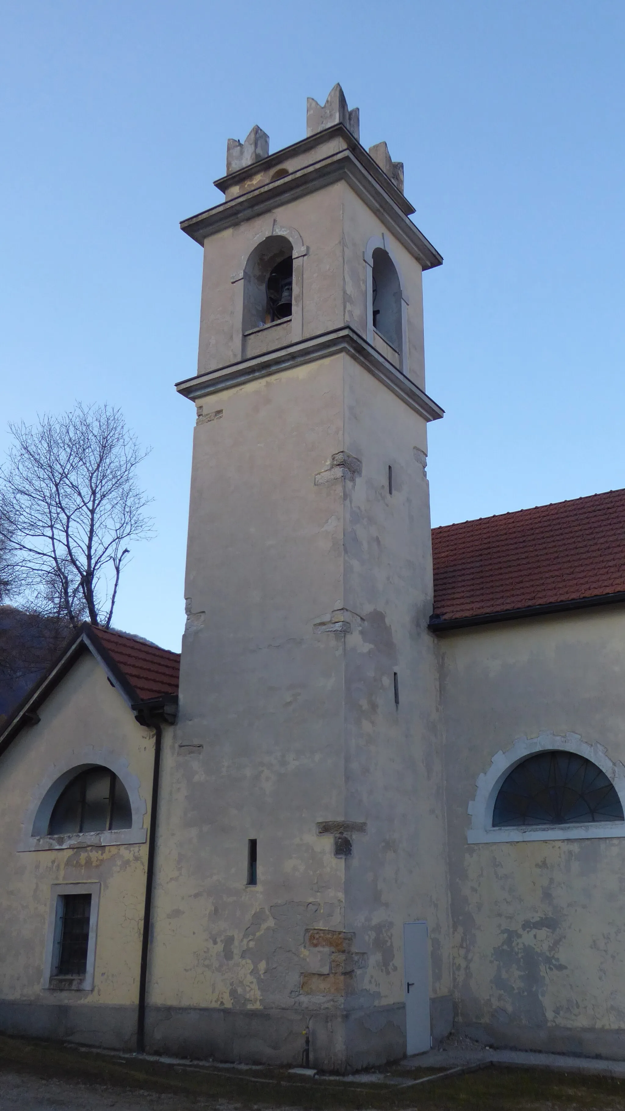 Photo showing: Obra (Vallarsa, Trentino), Our Lady of the Snow church - Belltower