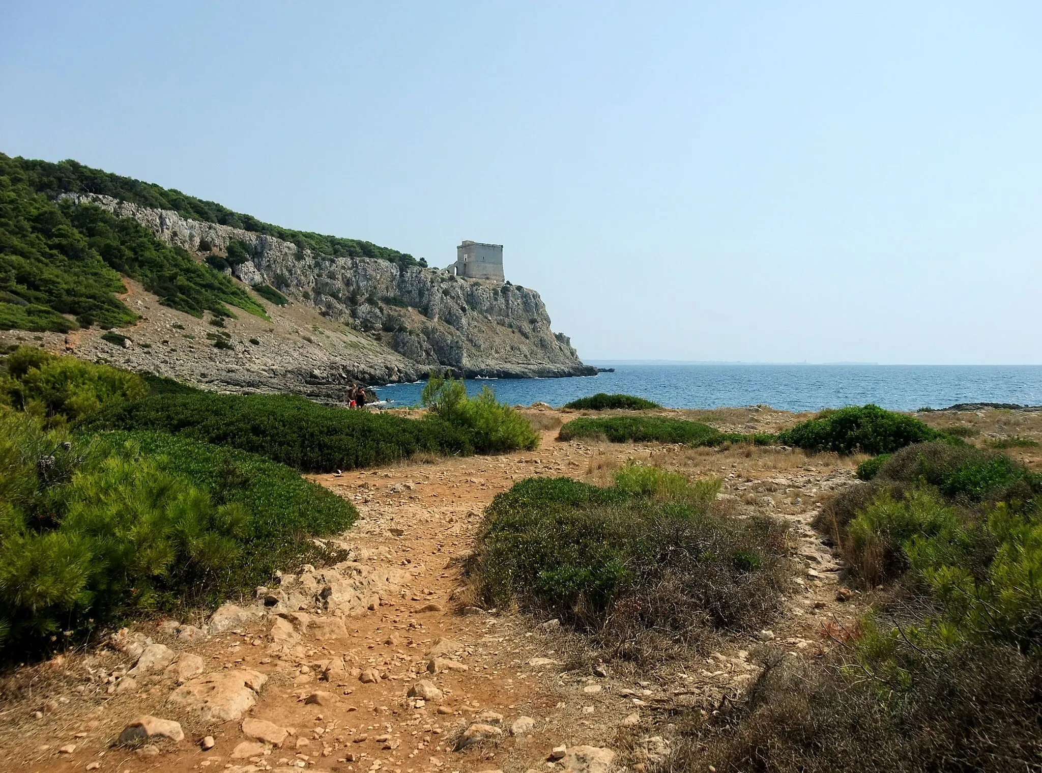 Photo showing: View to Torre Uluzzo within the nature reserve Porto Selvaggio north of Gallipoli, Apulia, southern Italy