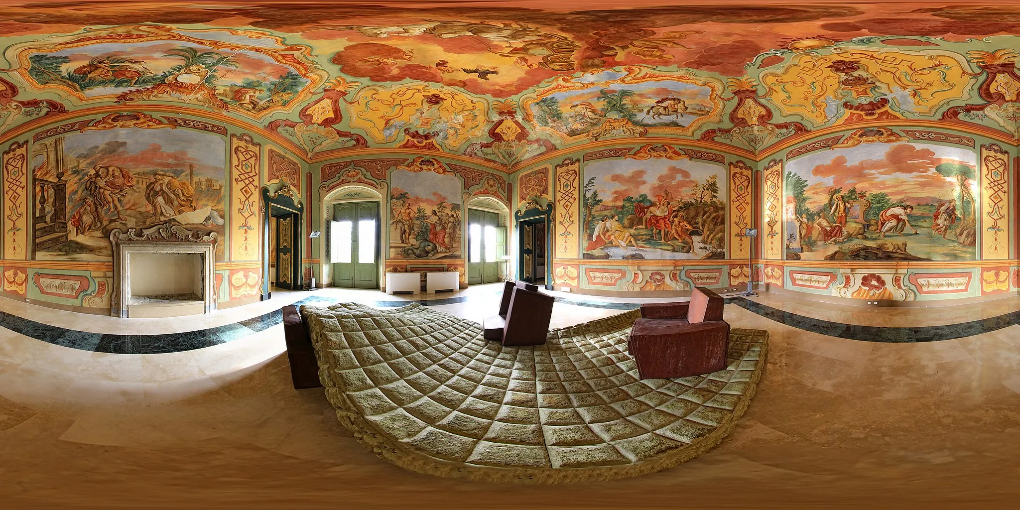 Photo showing: Sala della Mitologia con in corso la Personale degli artisti Perrino & Vele (titolo opera presente: Senza titolo DISCARICA).
Martina Franca (TA)
Immagine equirettangolare 360°x180°

ID 16E9860001