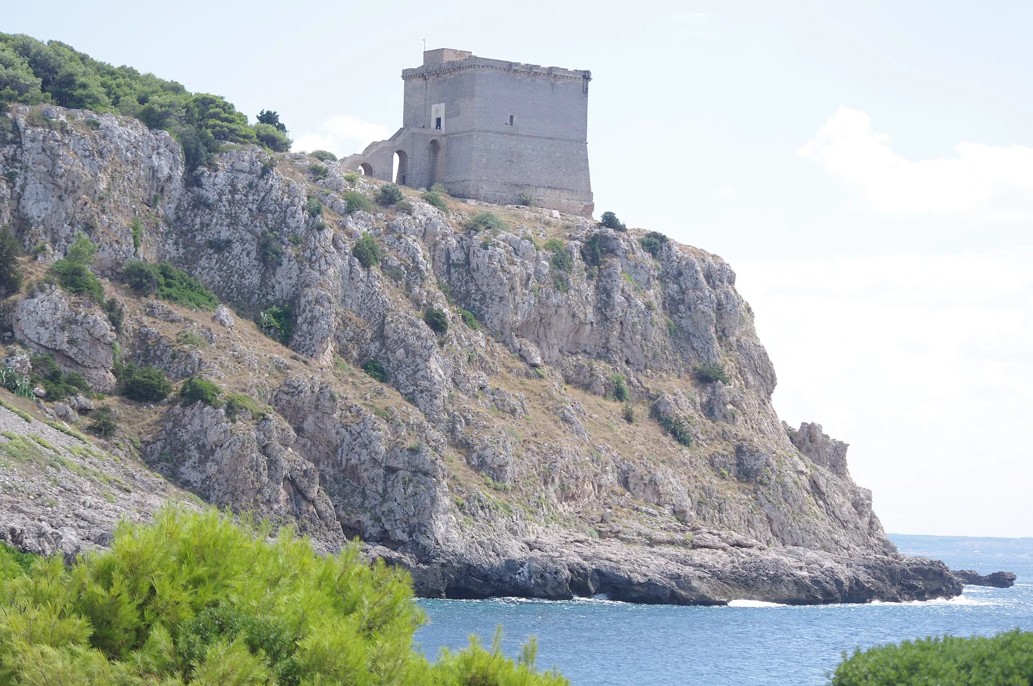Photo showing: Torre di Santa Maria dell'Alto, Porto Selvaggio (Nardò).
Vista dalla spiaggia.