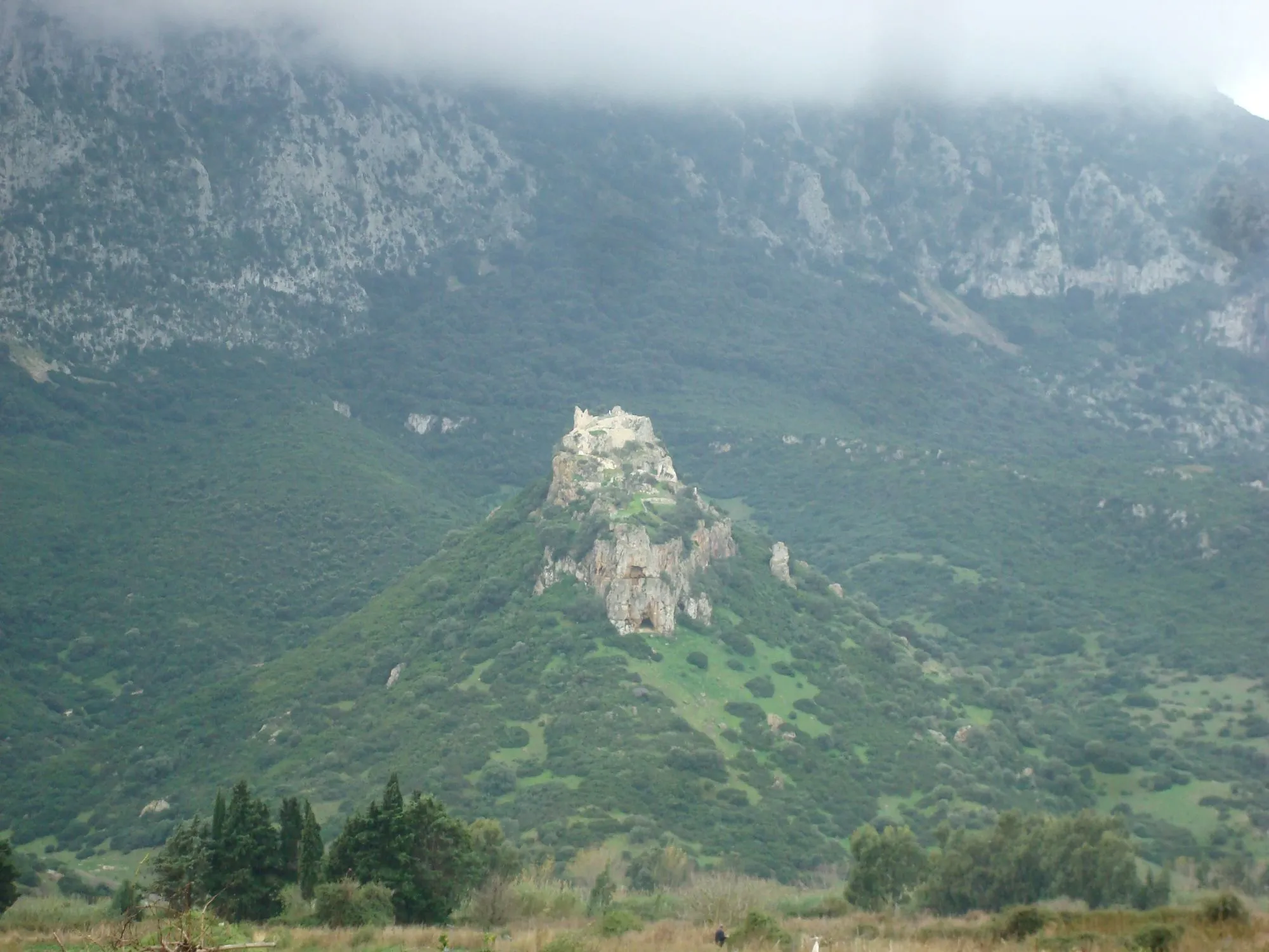 Photo showing: Il colle con i resti del castello di Pontes (Galtellì) visto dalla strada per Onifai.