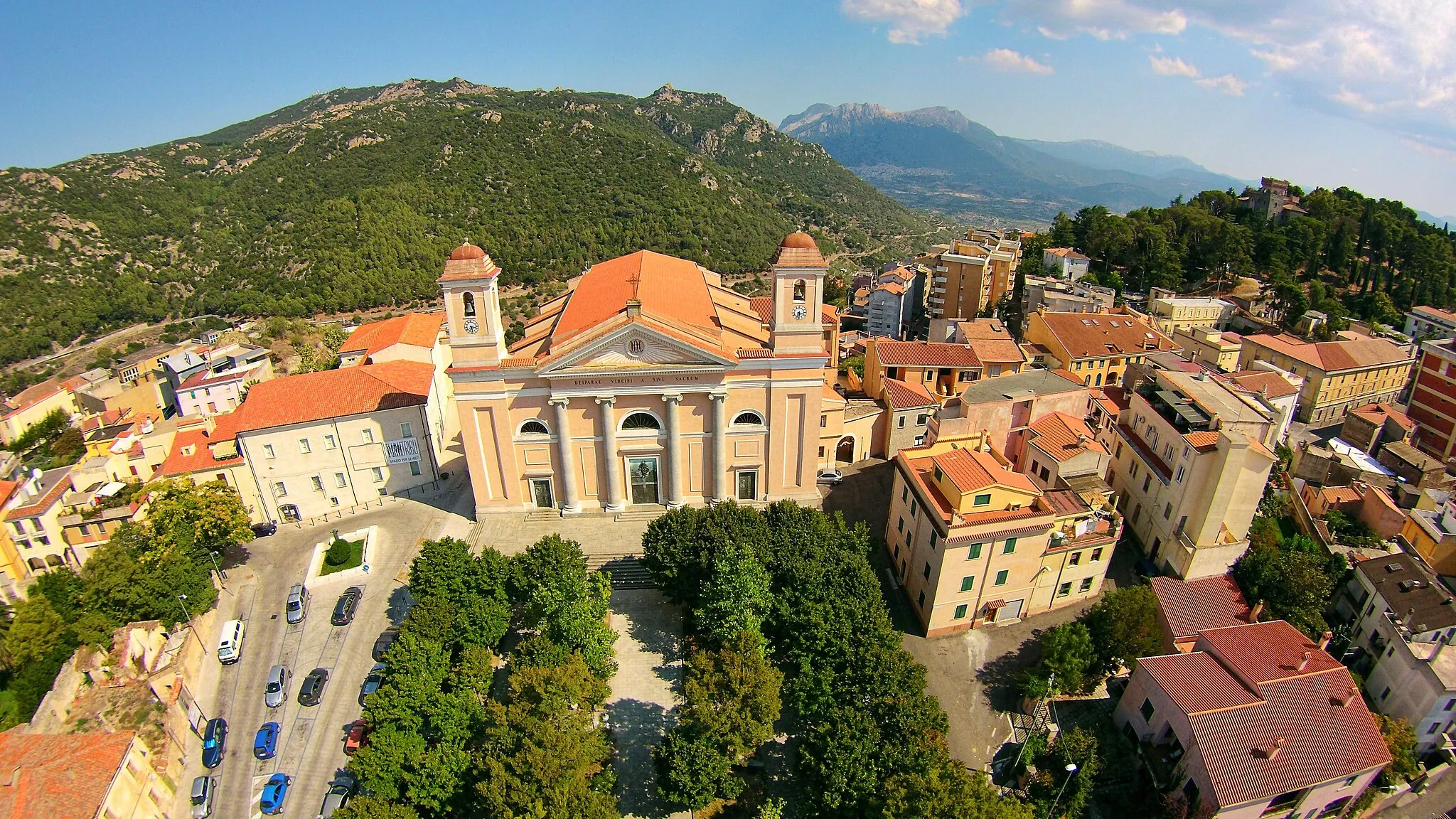 Photo showing: Cathedral of St. Mary of the snow, Nuoro, seen from the drone