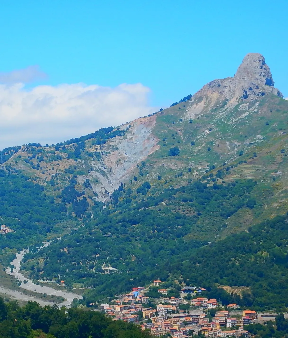 Photo showing: the Sphinx looking, the Rocca Salvatesta over Fondachelli Fantina at midday, Sicily