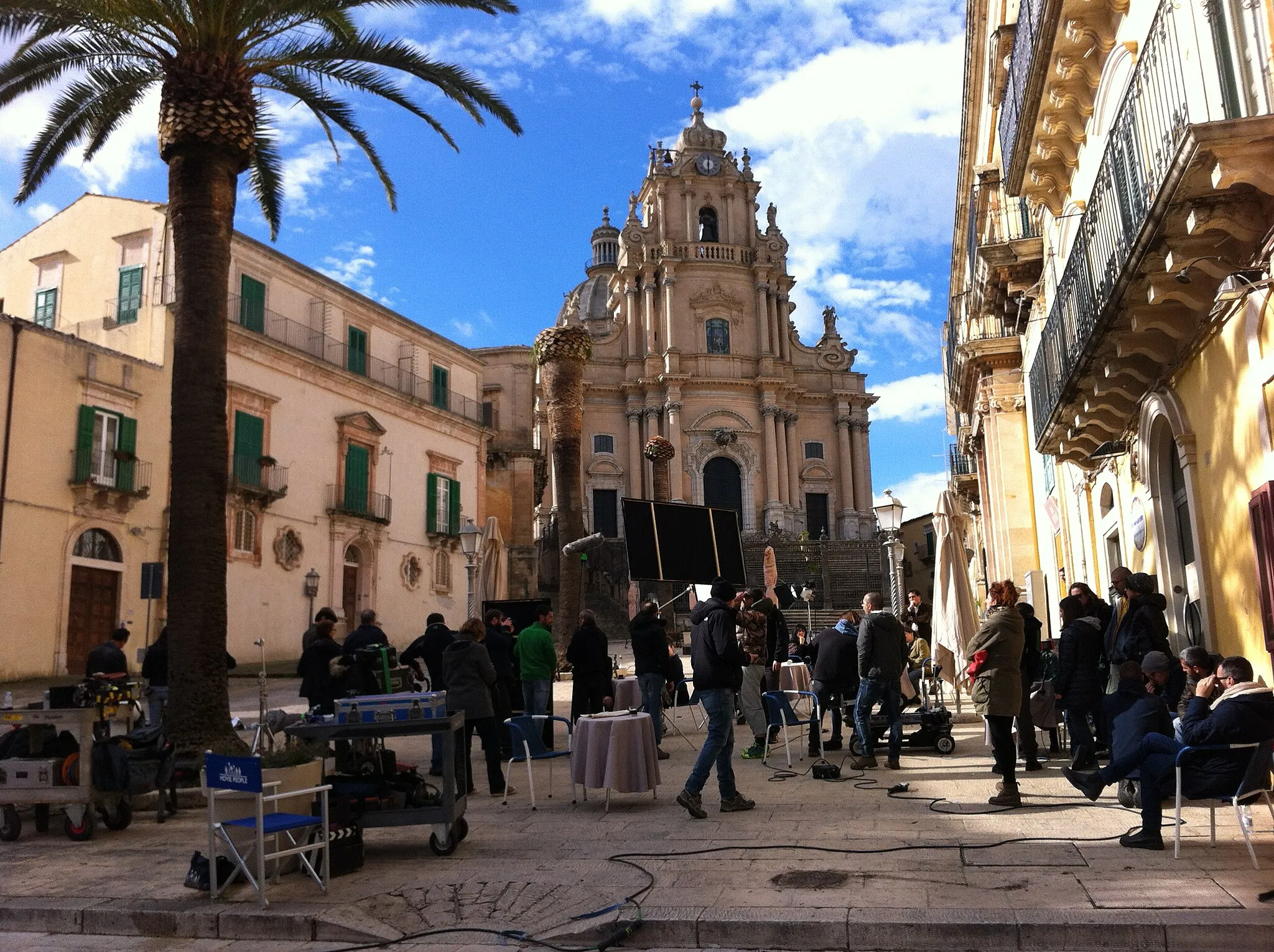 Photo showing: Movie set of "The Young Montalbano" in Ragusa Ibla.