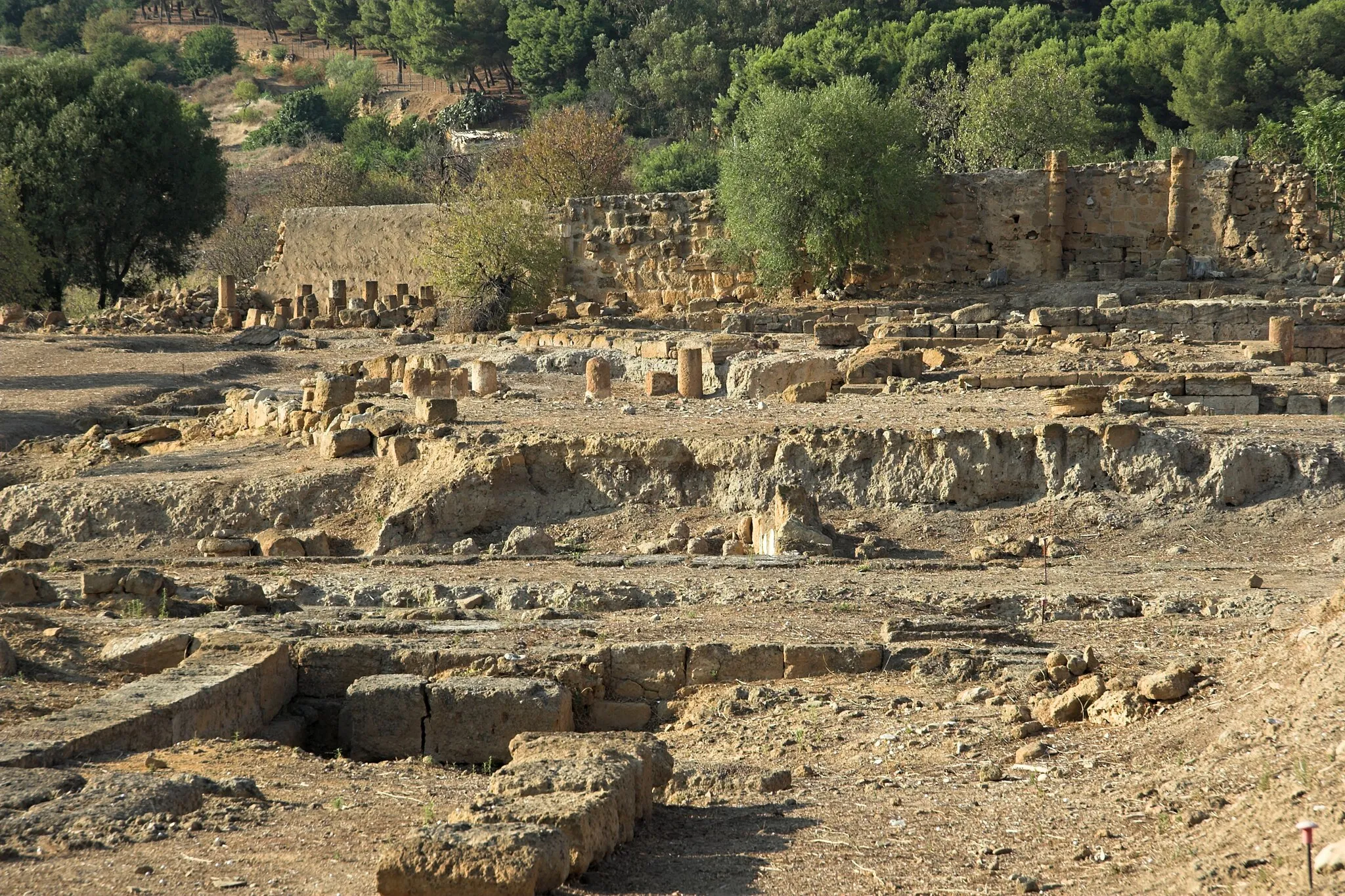 Photo showing: The ruins of the Hellenistic and Roman city above the archaeological museum in Agrigentru.