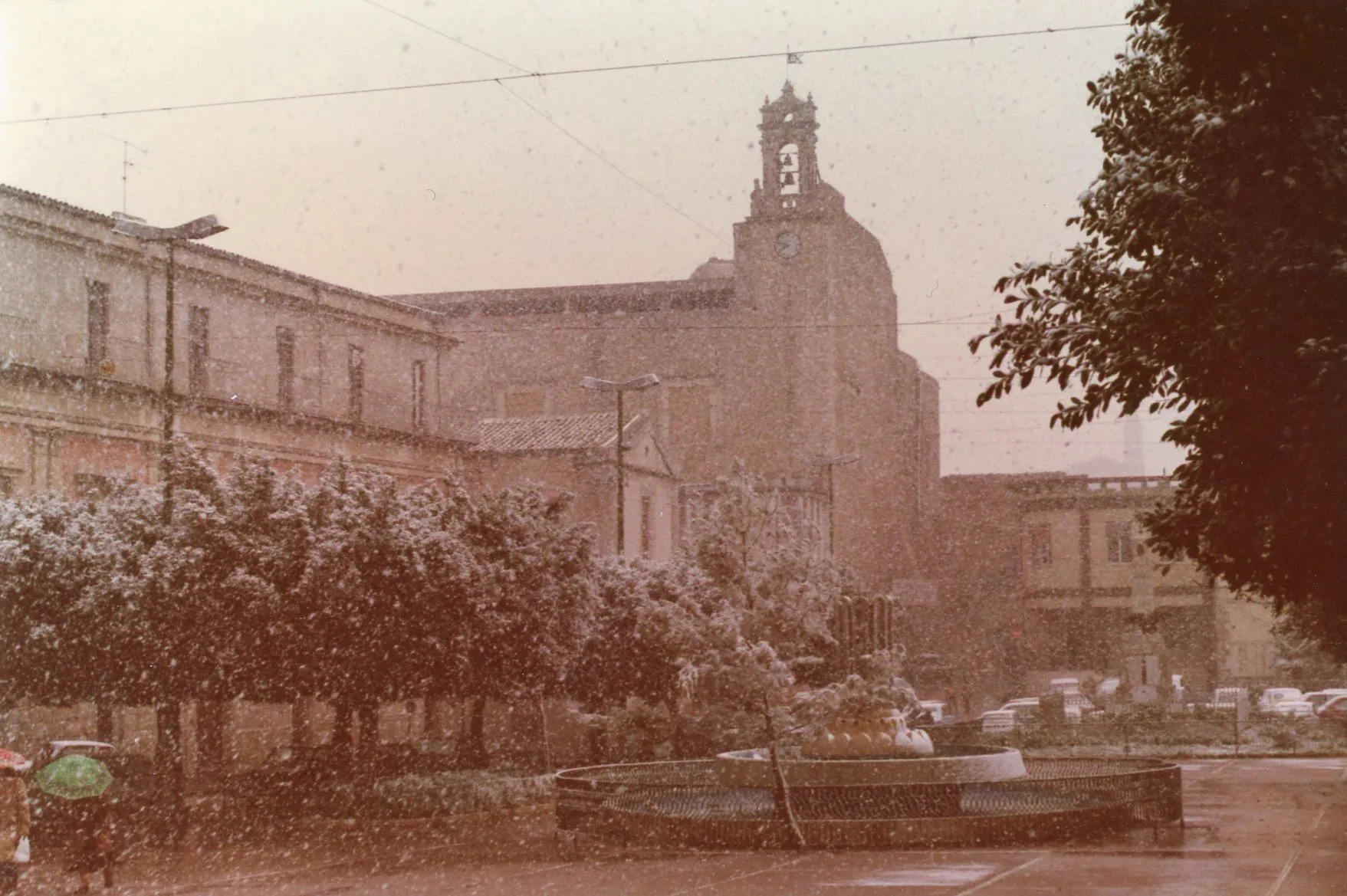 Photo showing: Favara, Piazza Cavour, nevicata anni ottanta.