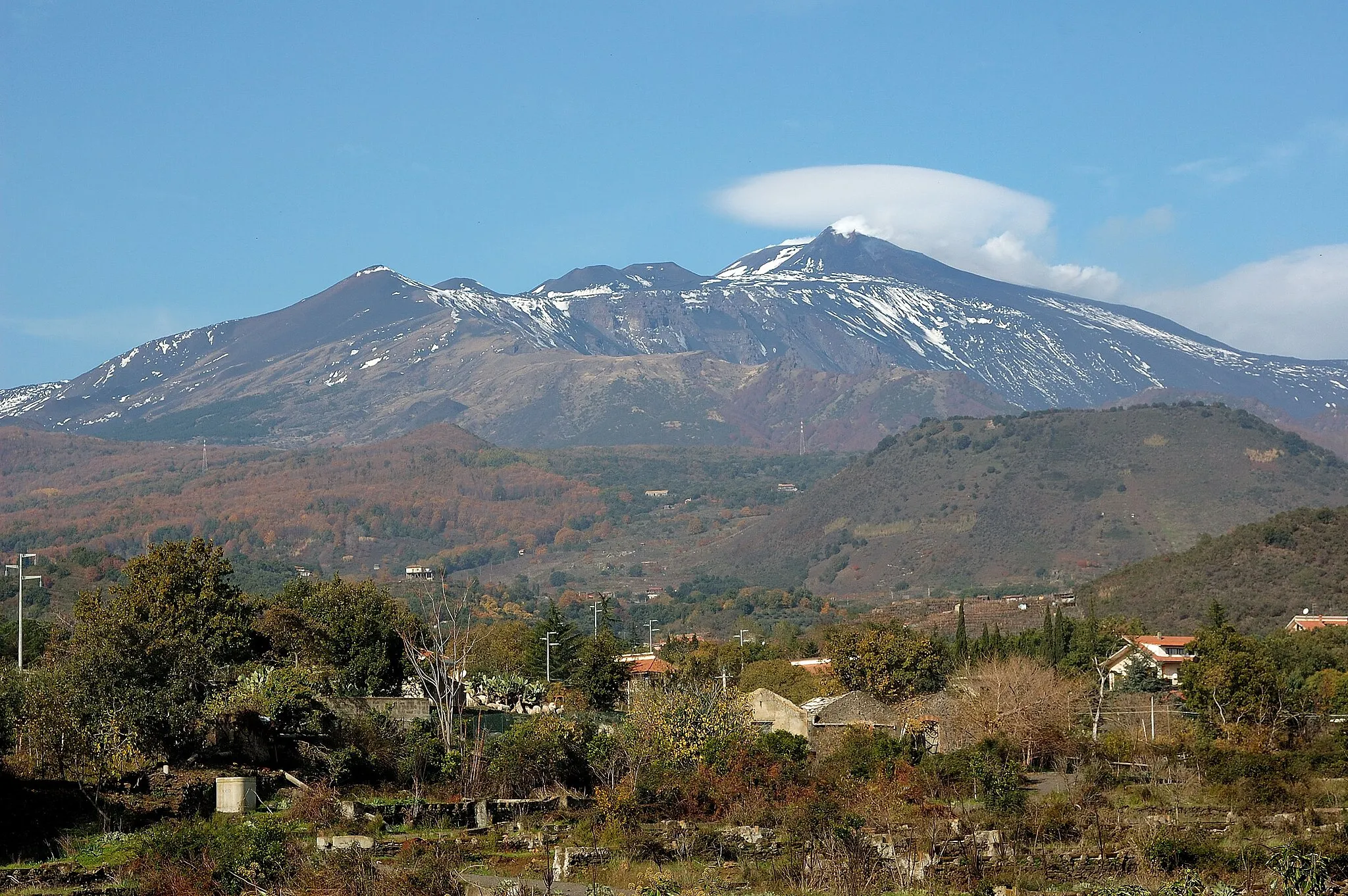 Photo showing: Mount Etna seen from Lavinaio, Sicily.