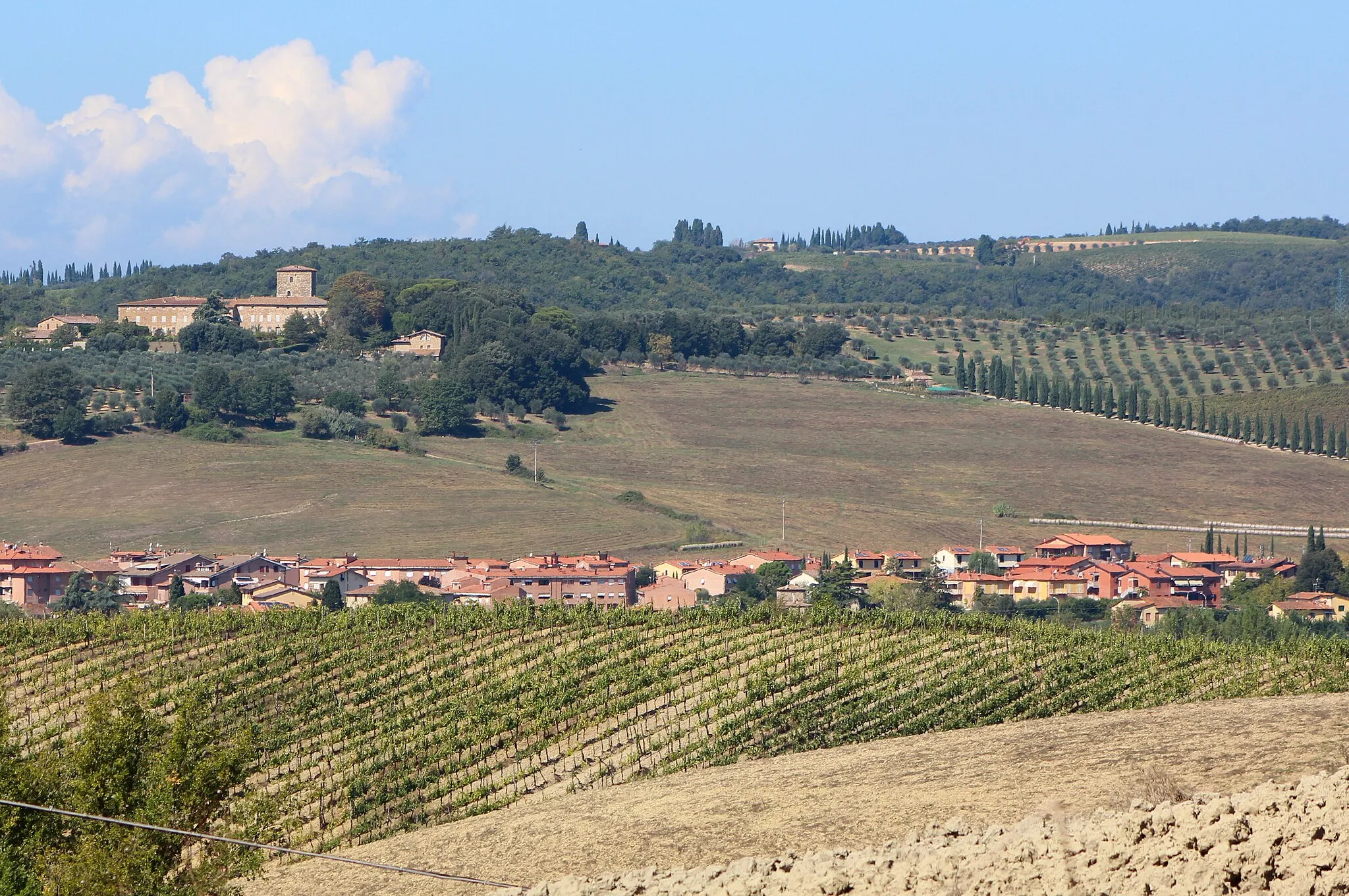 Photo showing: Pianella (below) and Vitignano (above), hamlets of Castelnuovo Berardenga, Province of Siena, Chianti, Tuscany, Italy