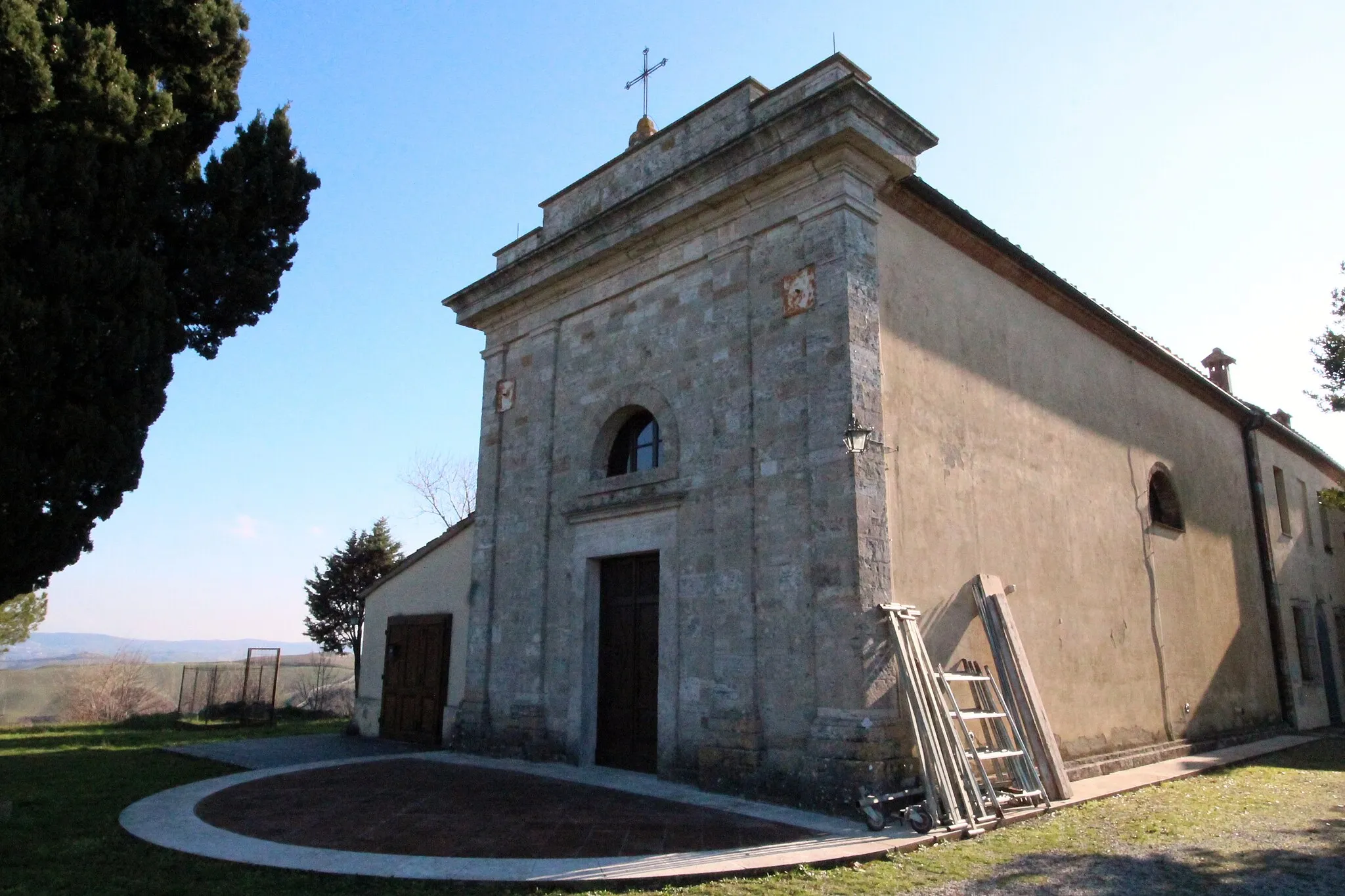 Photo showing: Church San Florenzo a Vescona, Vescona, village of Asciano, Province of Siena, Tuscany, Italy