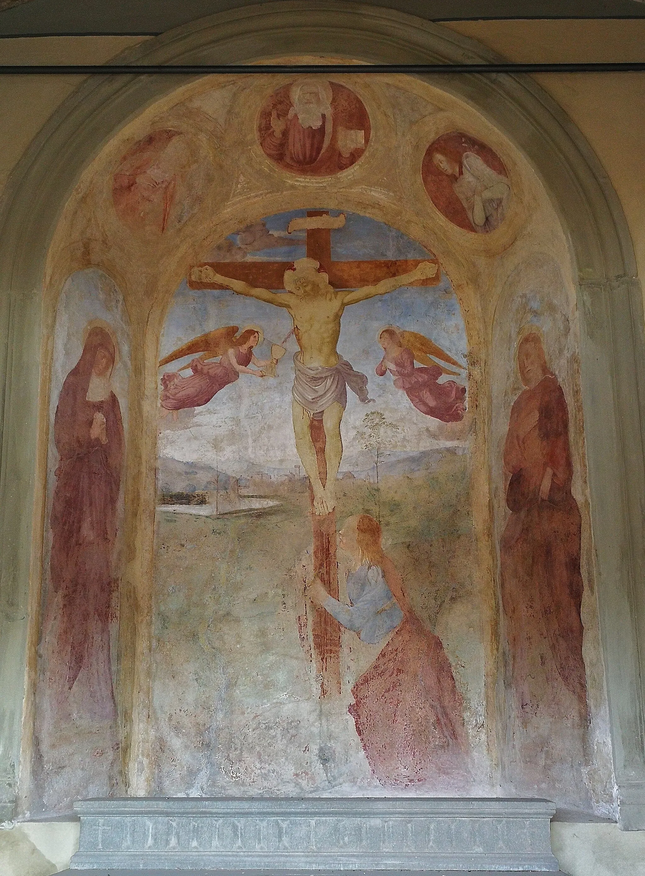 Photo showing: Cappella delCrocisso a Baroncelli, affresco con Crocifissione di Biagio di Antonio