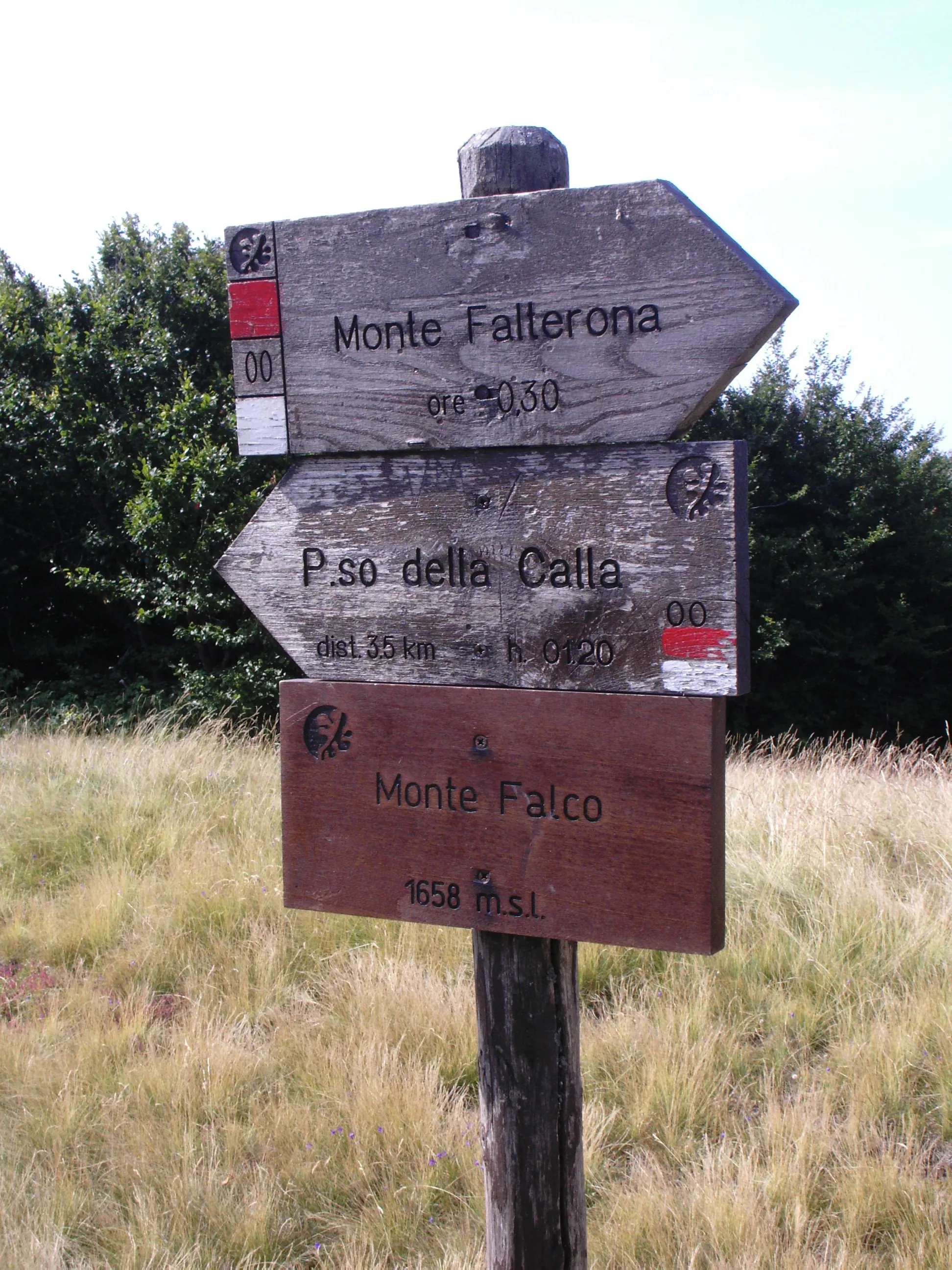 Photo showing: Monte Falco, cartello della vetta del Monte