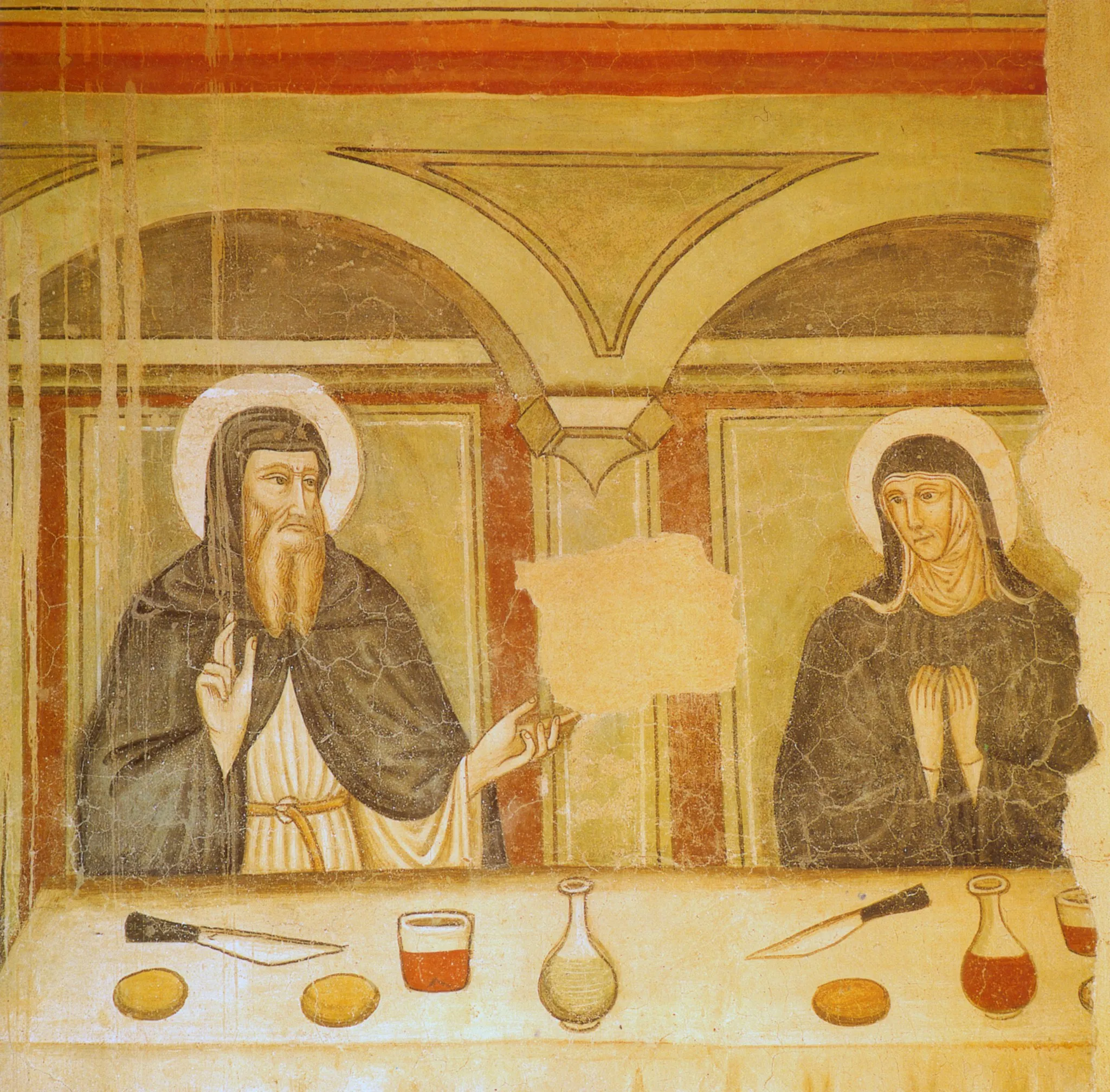 Photo showing: Saint Benedict and Saint Scholastica eating