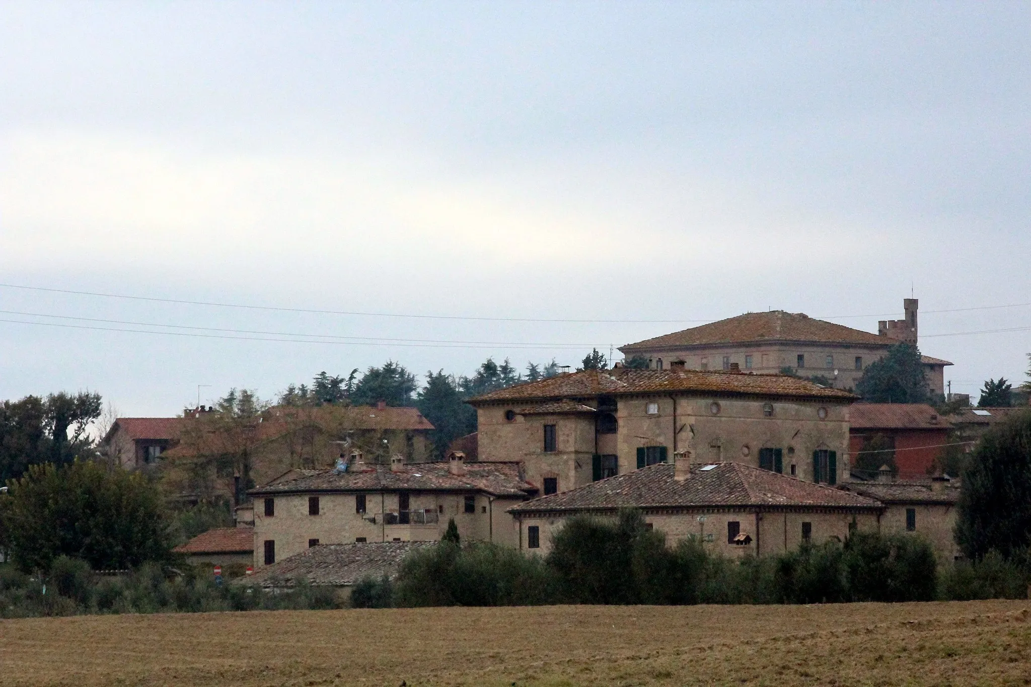 Photo showing: Panorama of Bibbiano, hamlet of Buonconvento, Province of Siena, Tuscany, Italy