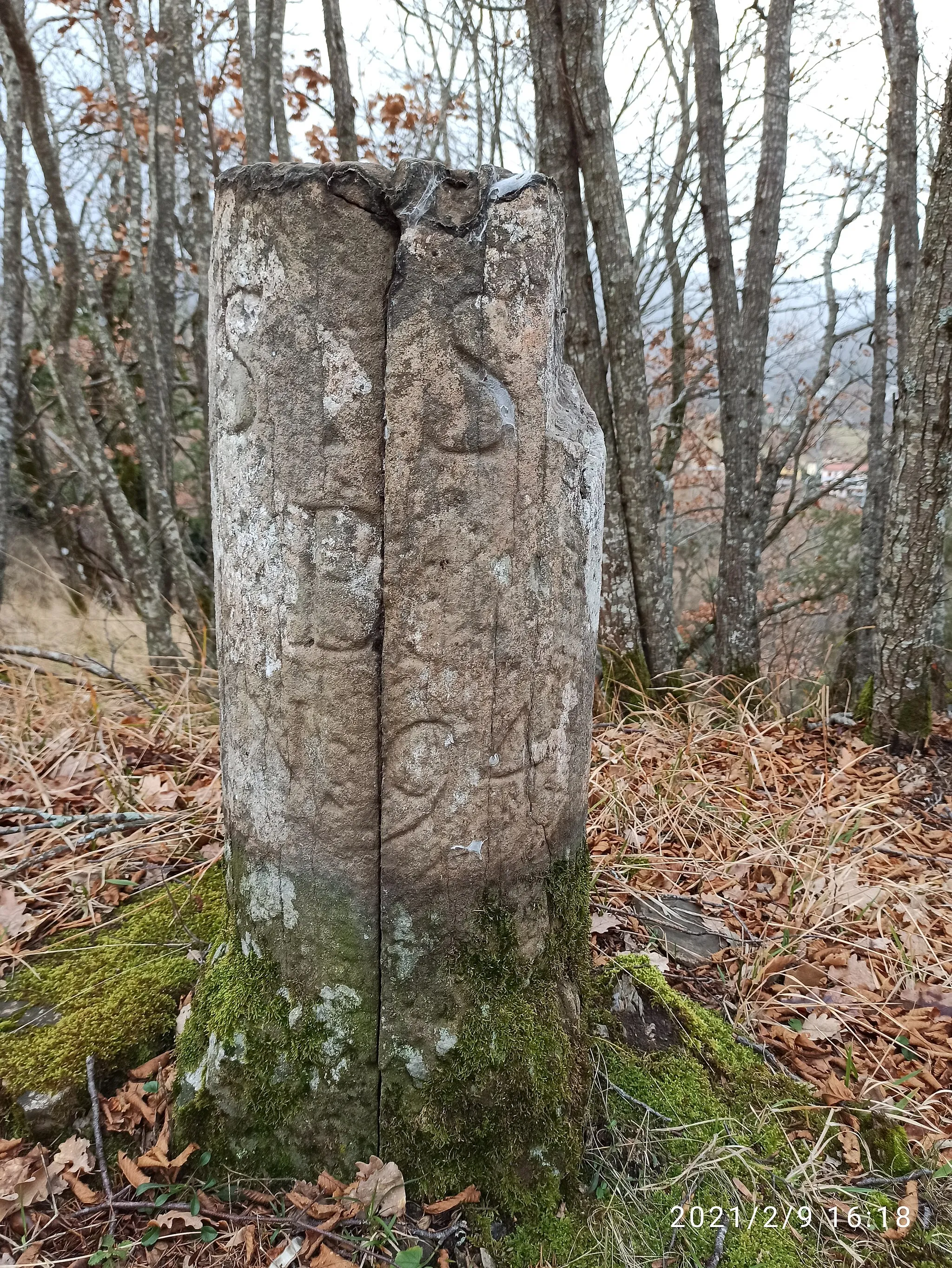 Photo showing: Cippo di confine n. 94 sul Poggetto di Serra Marlesca - Termine di confine posato nel 1790 per definire il confine tra Granducato di Toscana e Stato della Chiesa (attuale confine amministrativo tra le regioni Emilia Romagna e Toscana)