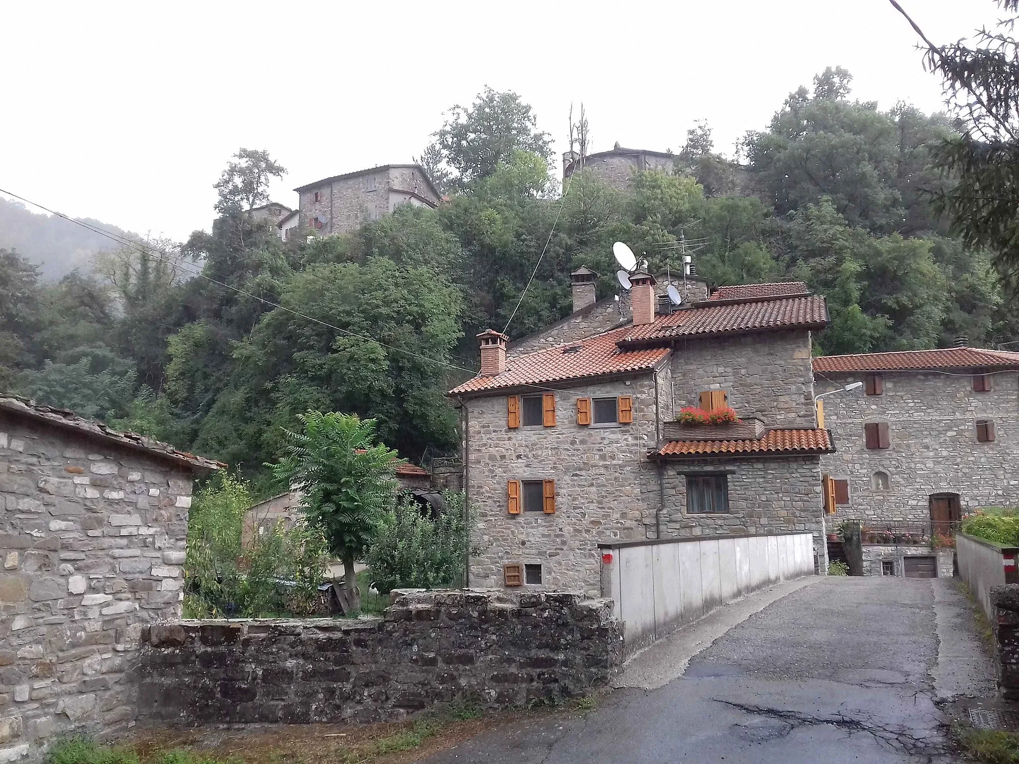 Photo showing: Valsavignone, frazione di Pieve Santo Stefano: veduta del borgo e della chiesa