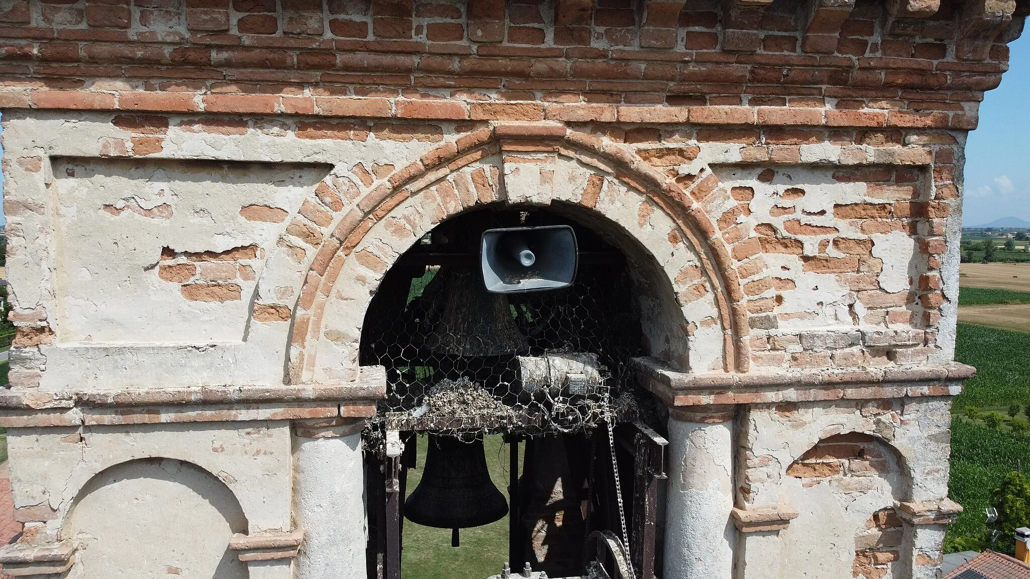 Photo showing: Campana del Barbarigo, situata sopra alla terza campana, dotata di mezza ruota per il suono a slancio (non è elettrificata).