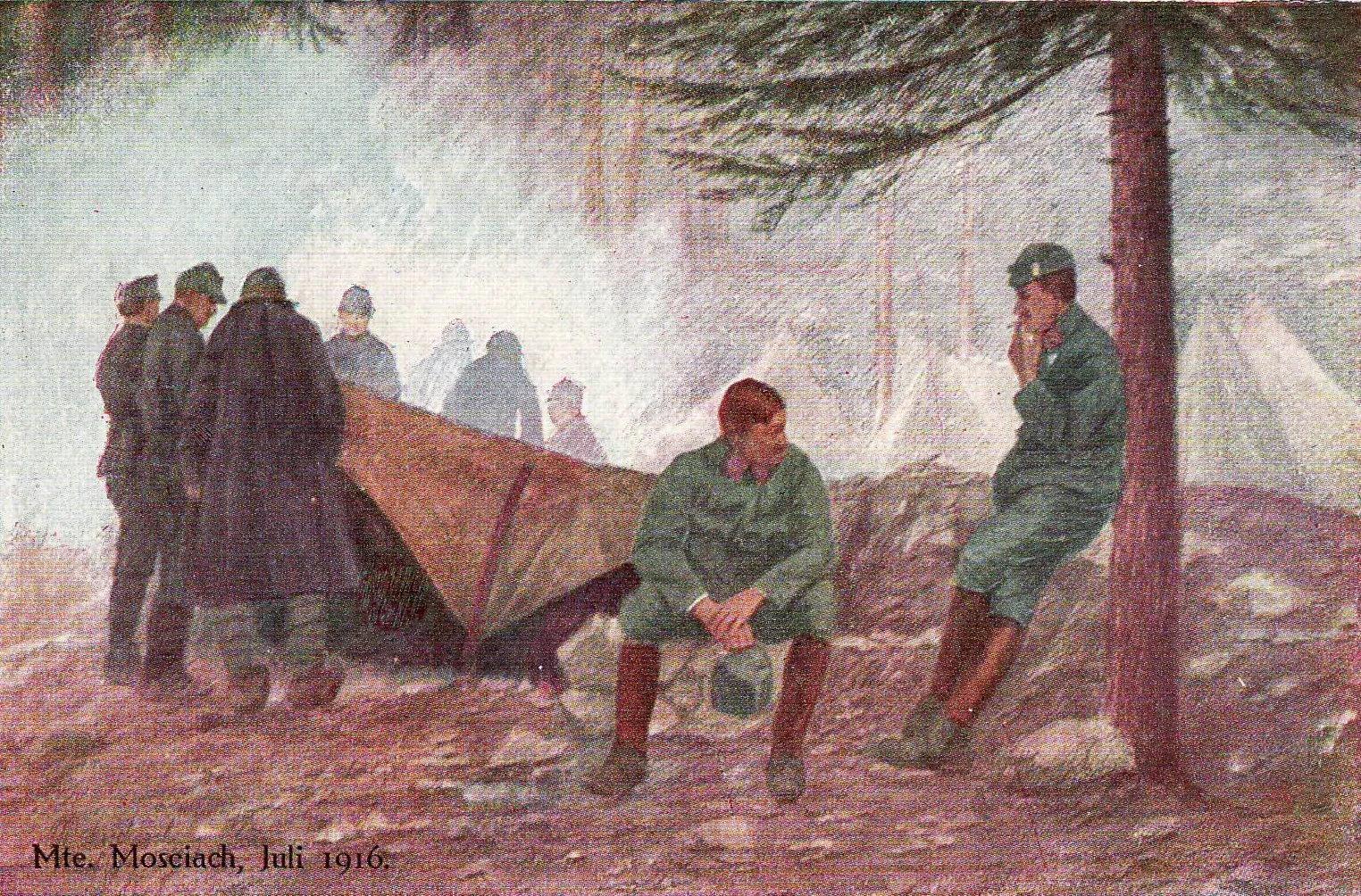 Photo showing: AK kuk Infanterieregiment Nr. 73 bei der Erstürmung des Monte Mosciach im Mai 1916