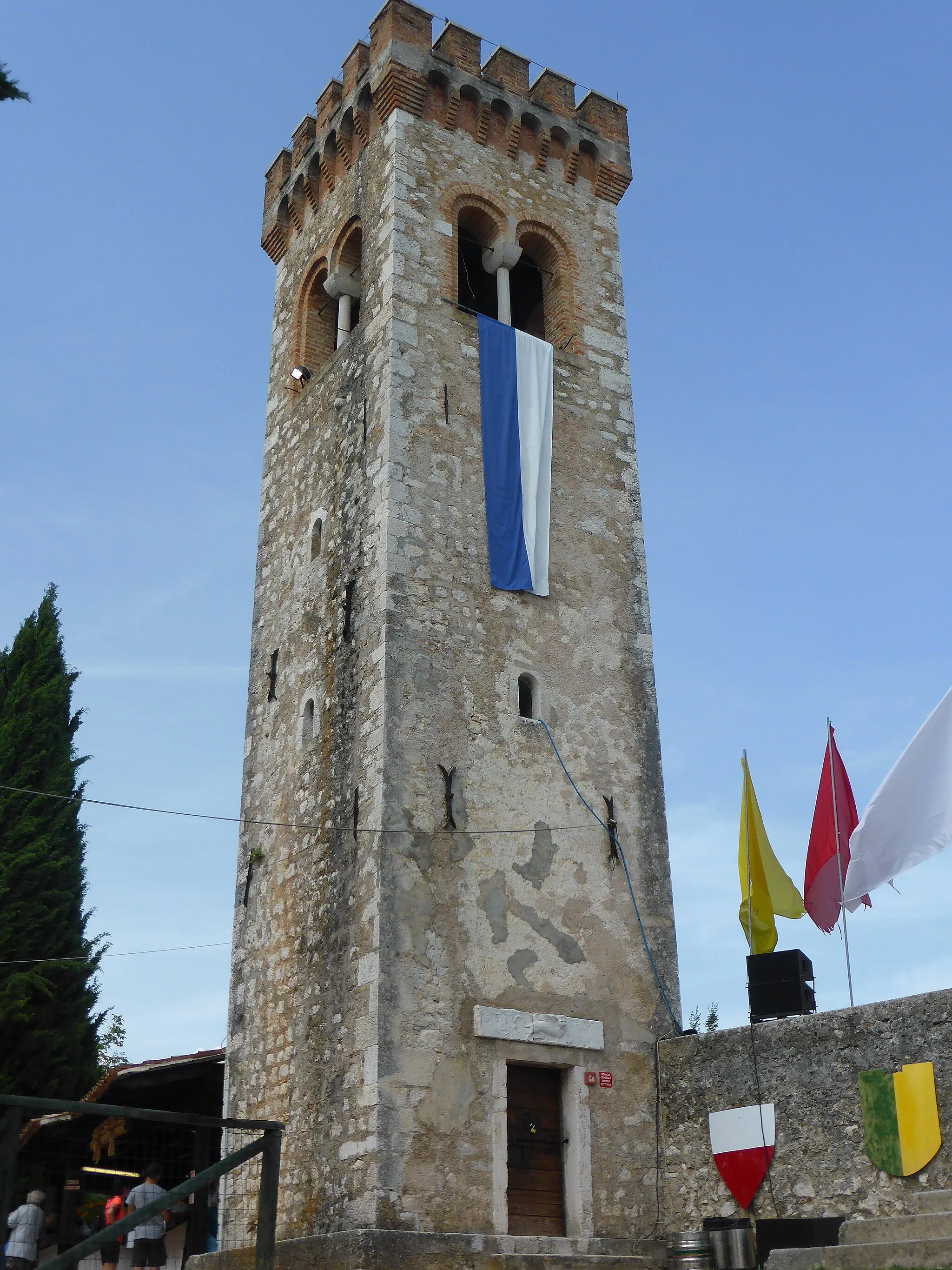 Photo showing: Bell tower (already fortified tower) in Caneva castle, Italy.