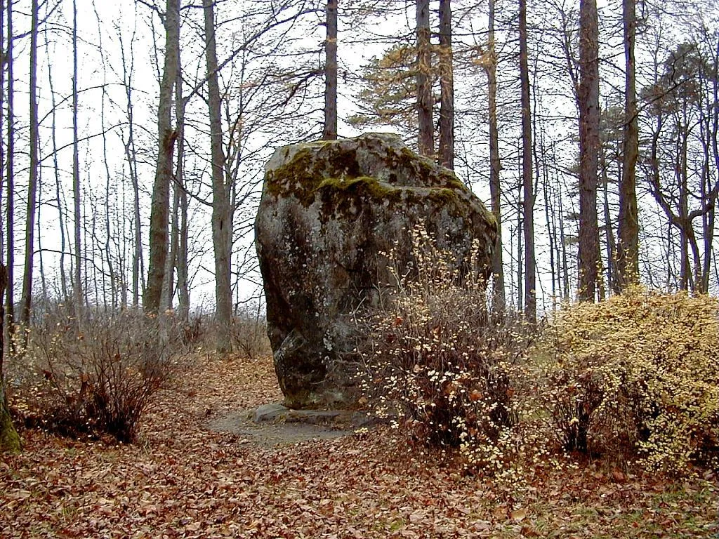 Photo showing: Vadakstes valdnieks - akmens Ezeres parkā 2000-11-04