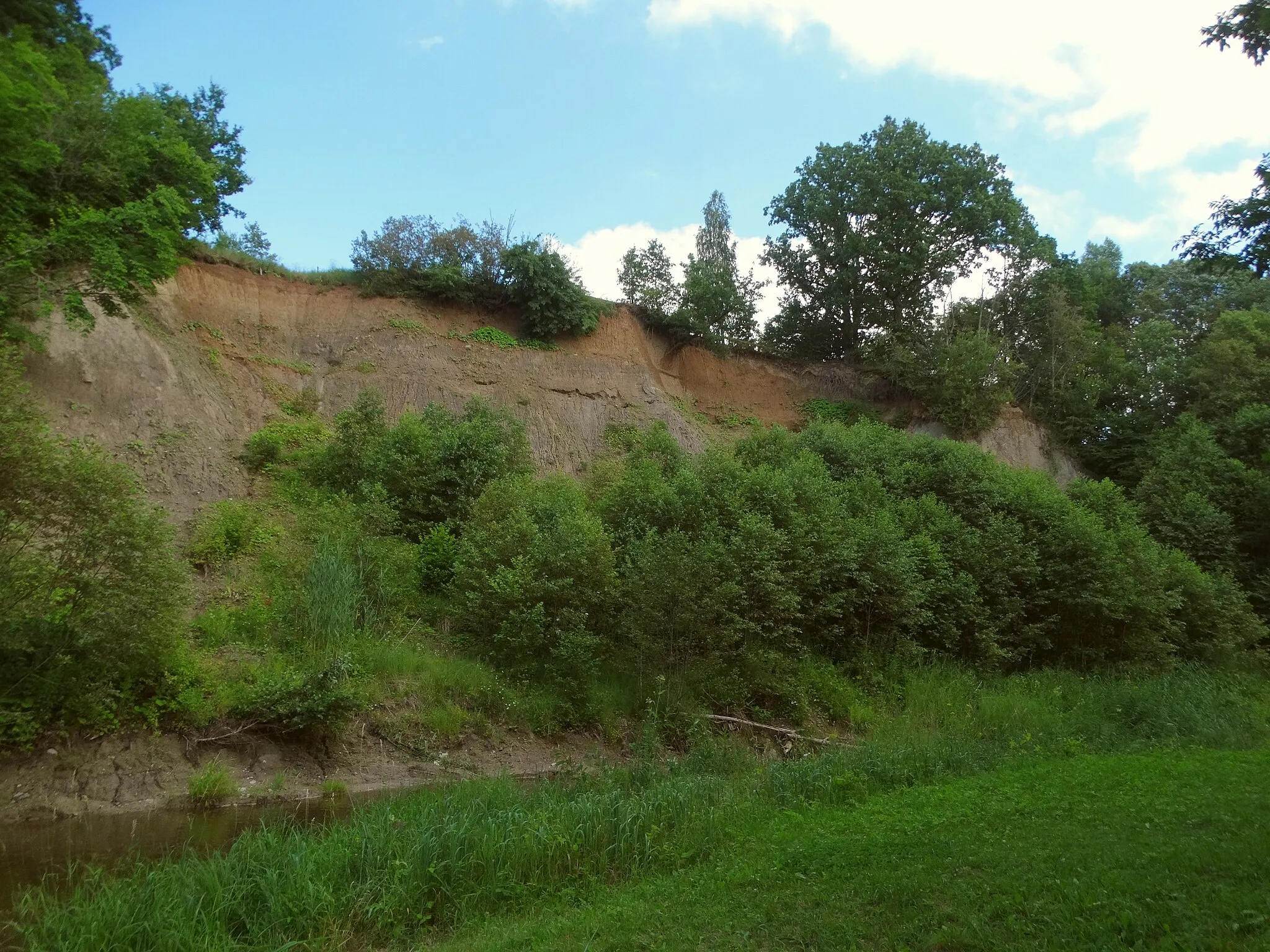 Photo showing: Outcrop on Akmena River, Pagramantis, Tauragė District, Lithuania