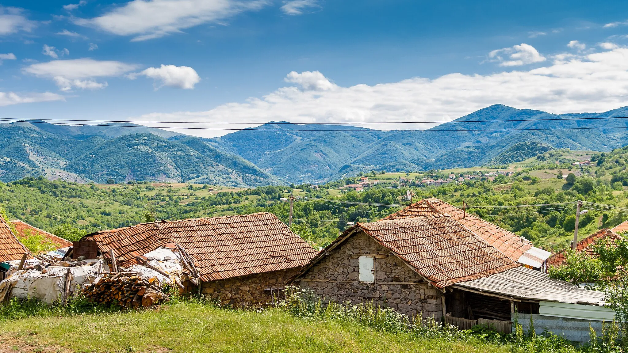 Photo showing: Panoramic view of the village Šlegovo, taken from the village Prikovci