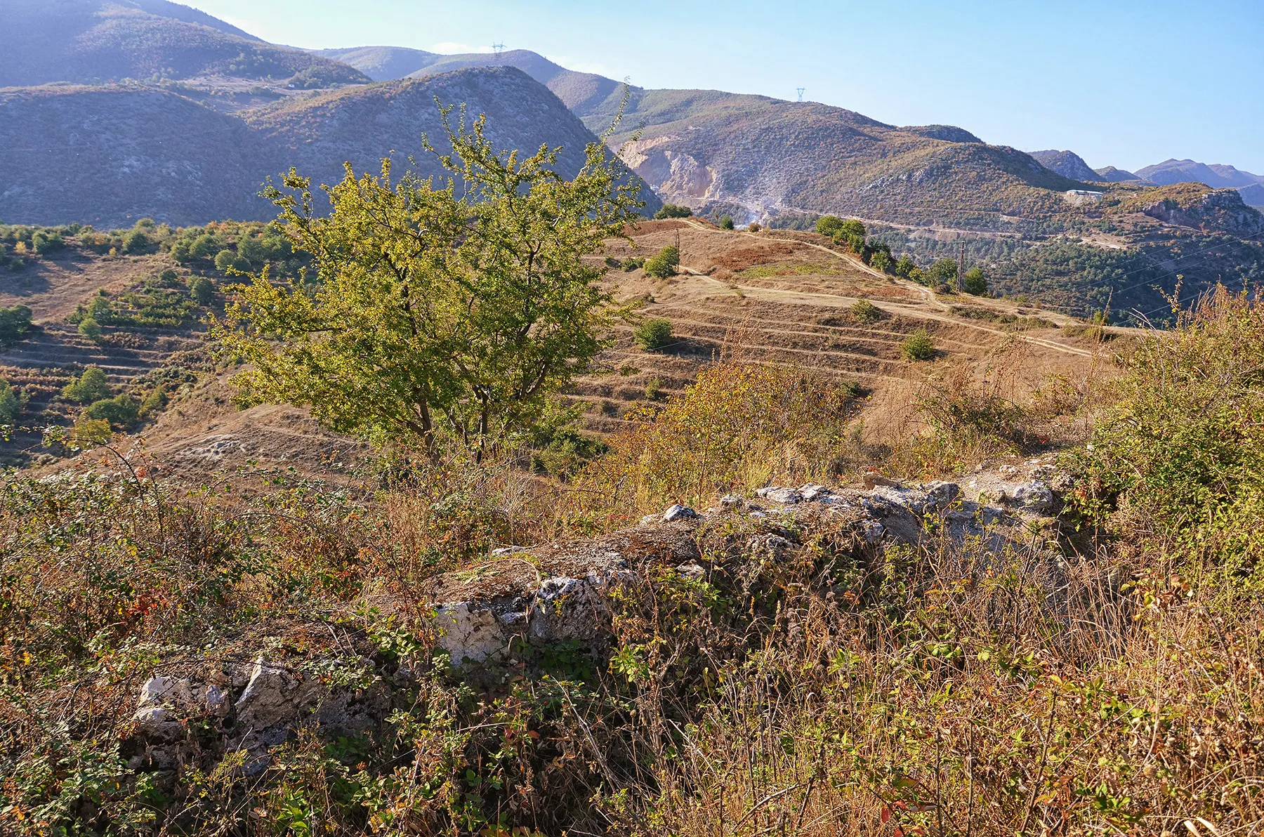 Photo showing: The ruins of the walls of the Pogradec Castle