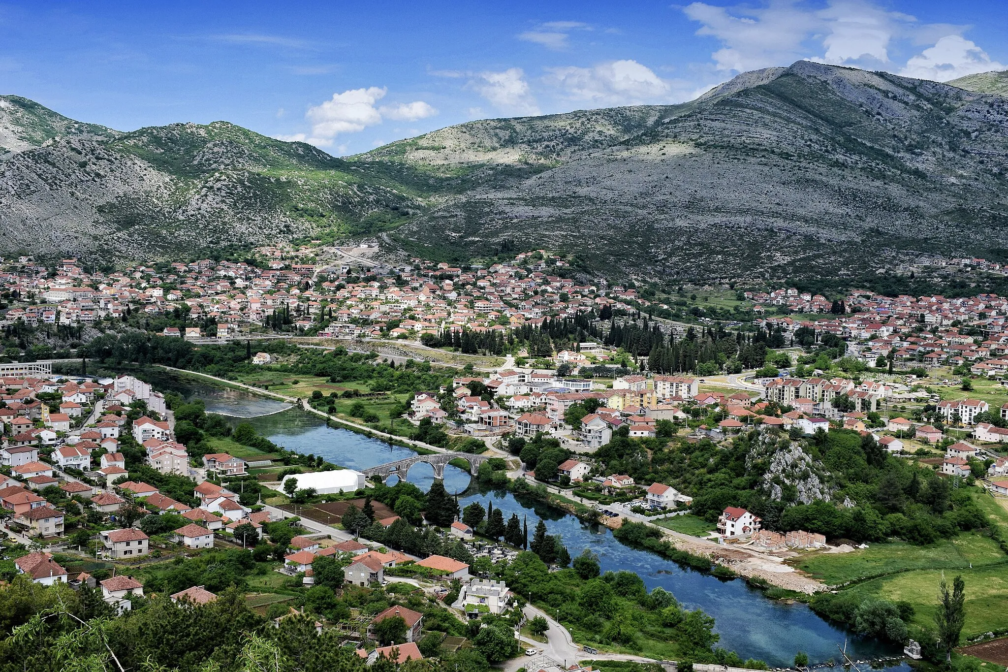 Photo showing: View of Trebinje, Bosnia. View from Gracanica Church