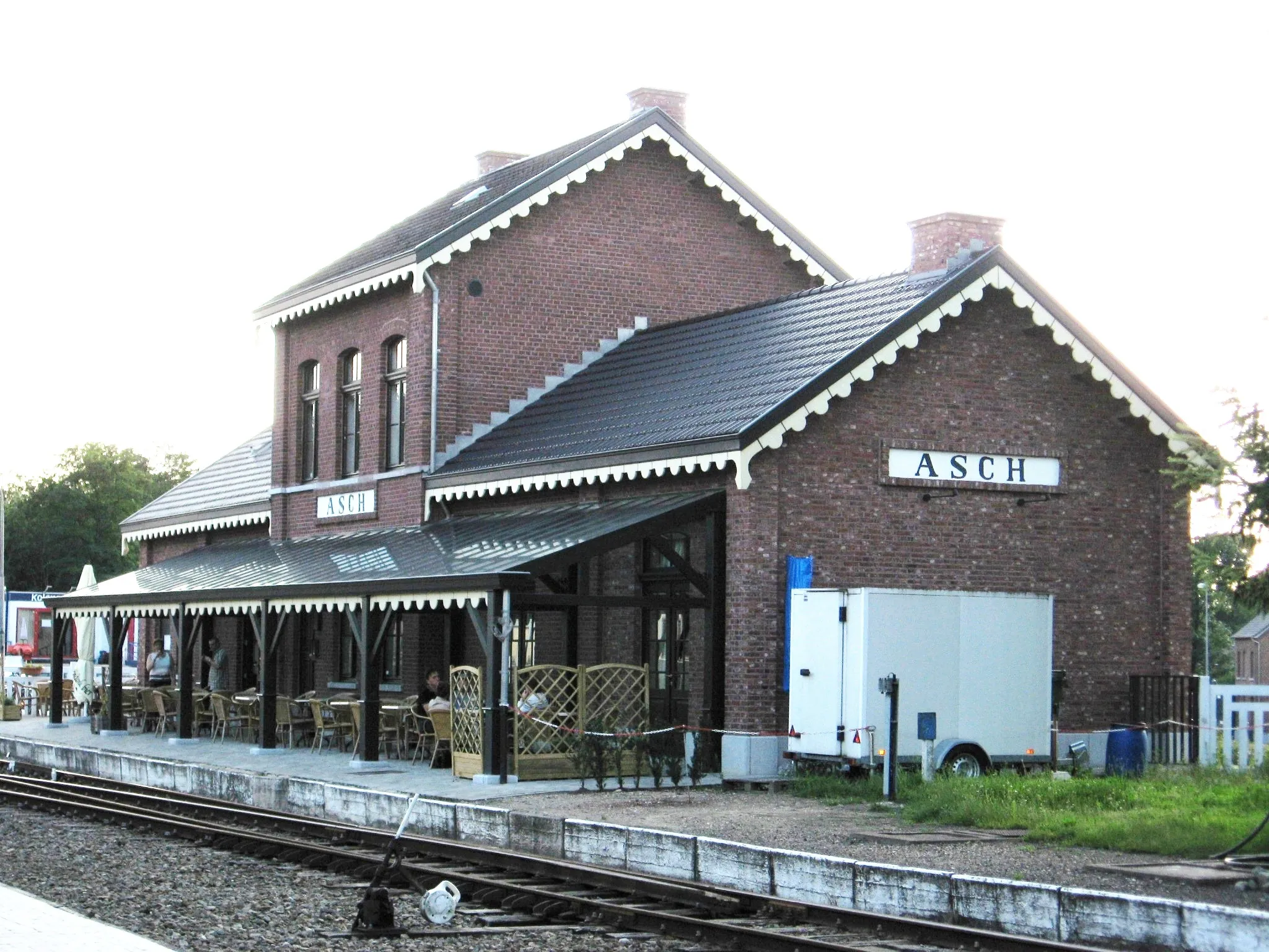 Photo showing: The restored former railway station at As in Belgium