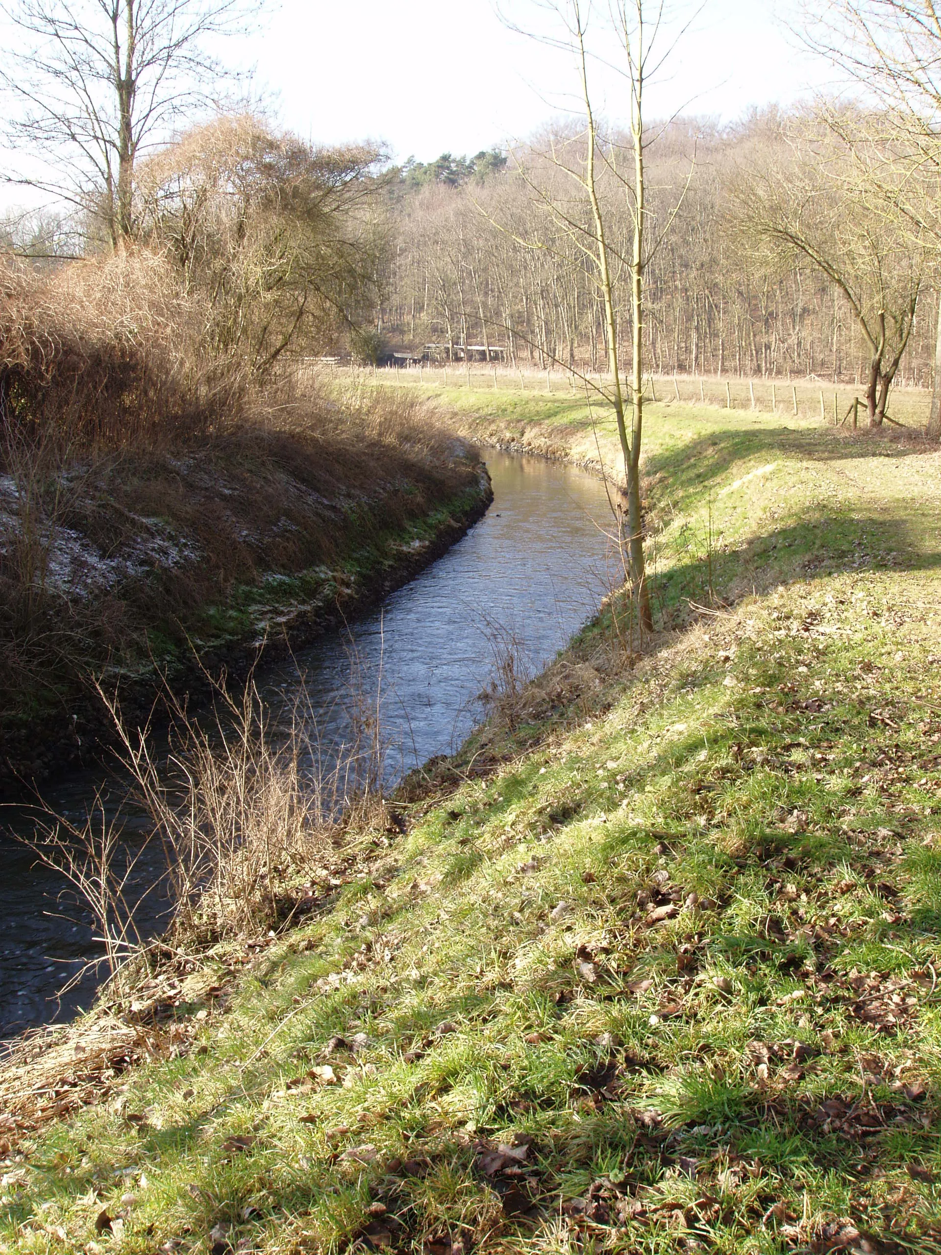 Photo showing: River Geleenbeek next to the watermill Olie-watermolen, Spaubeek, Limburg, Netherlands