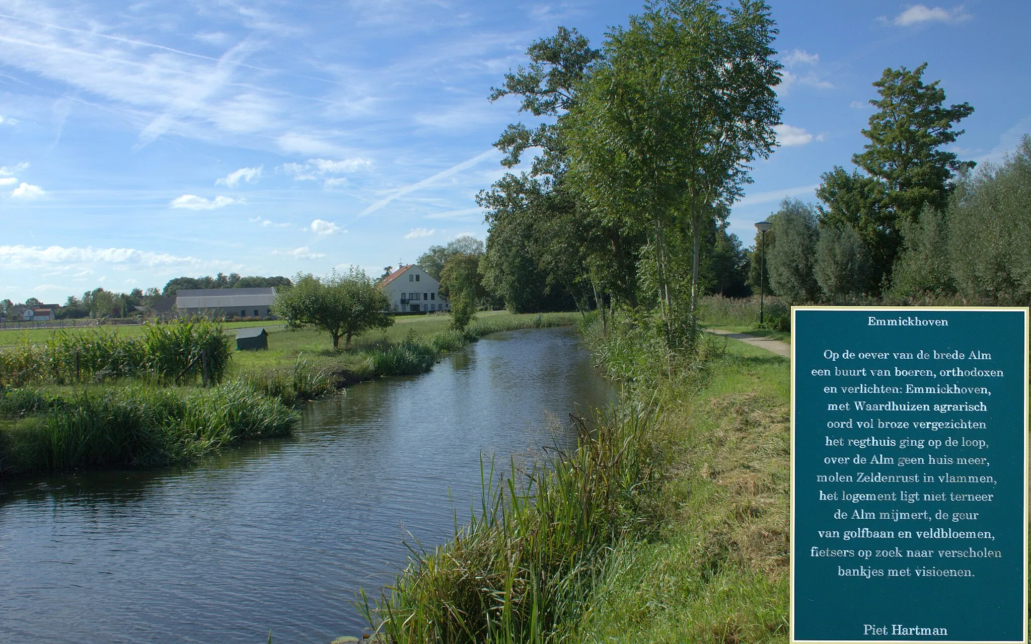 Photo showing: Een verhaal bij het mooie riviertje de Alm in het dorp Almkerk.