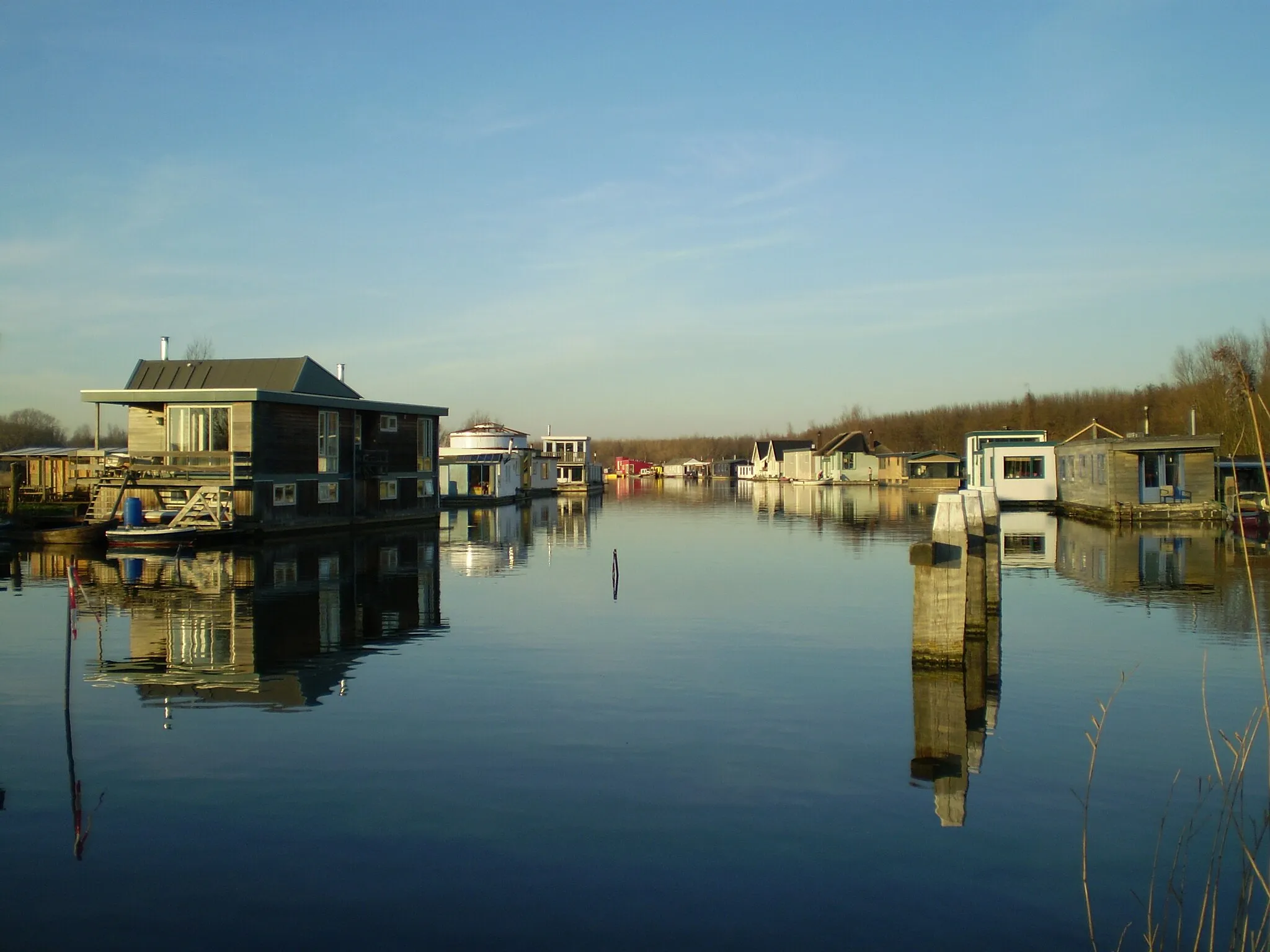 Photo showing: Houseboats, side canal b, North Sea Canal, Netherlands