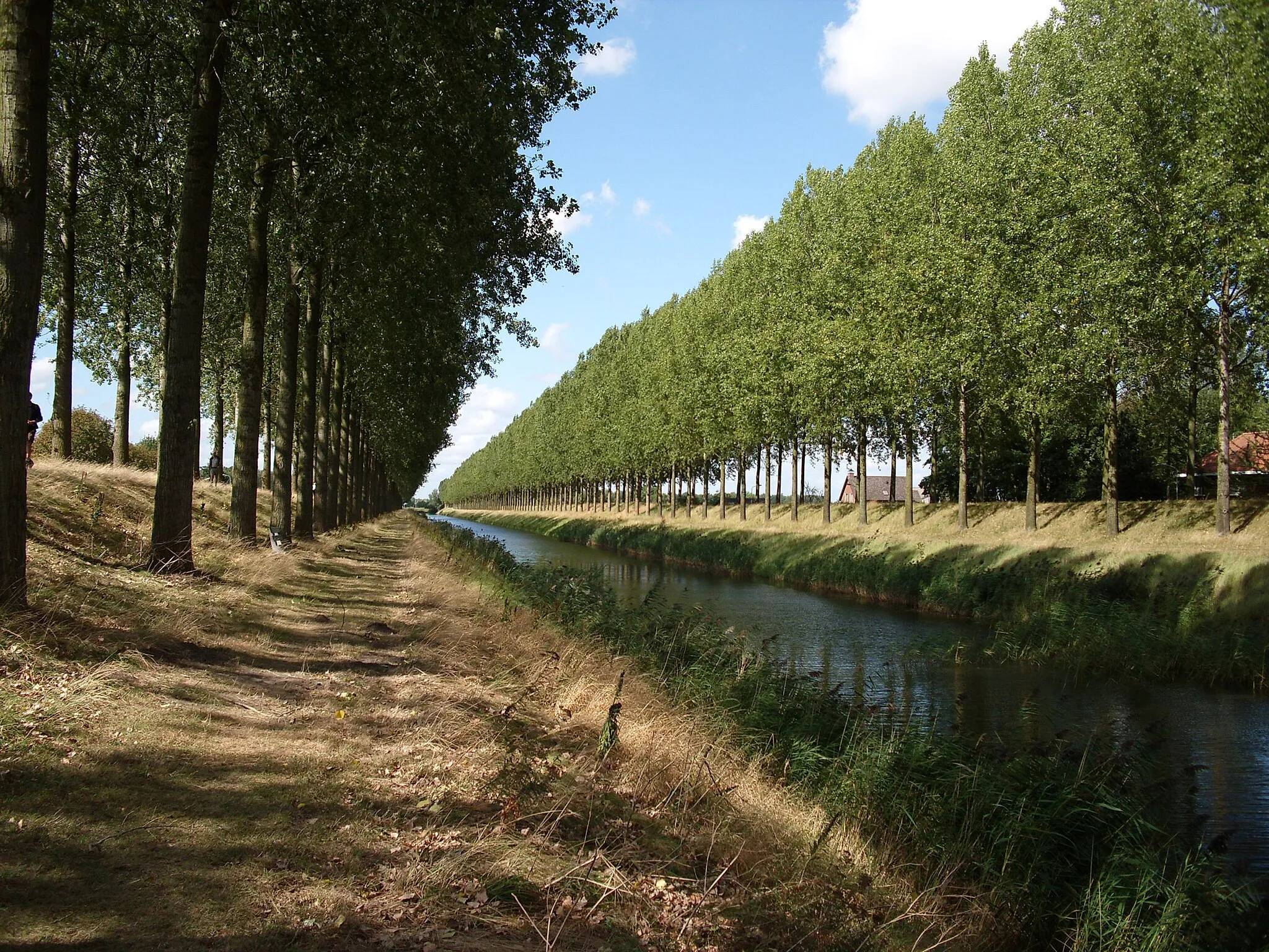Photo showing: This canal runs adjacent to the northeast boundary of the town of Philippine, in southern Zeeland, The Netherlands. Can't tell where exactly the photograph was taken, but it was probably in the surrounding farmland.