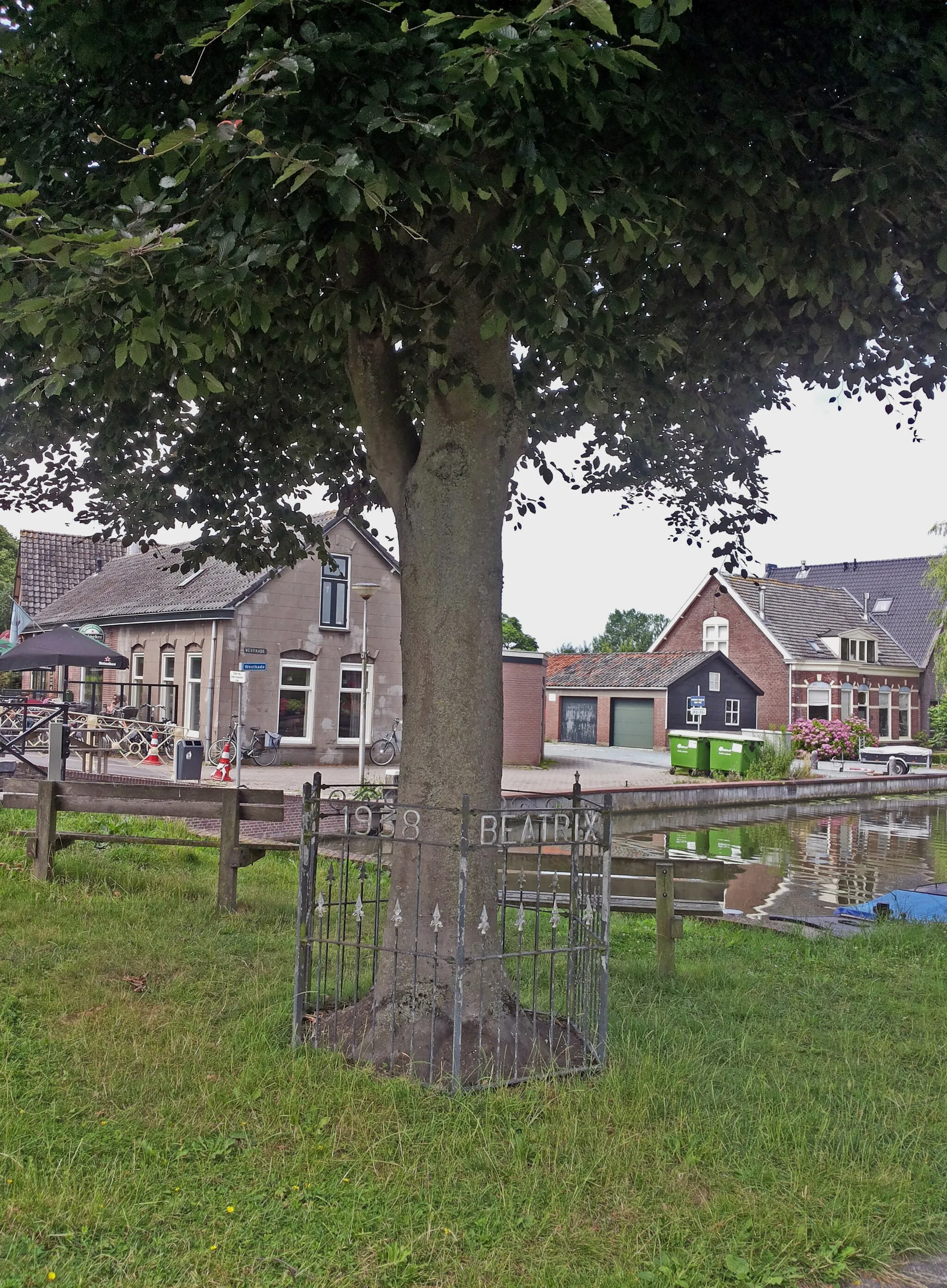 Photo showing: Beatrixboom 1938 met boombescherming aan de Oostkade en de Goejanverwellesluis