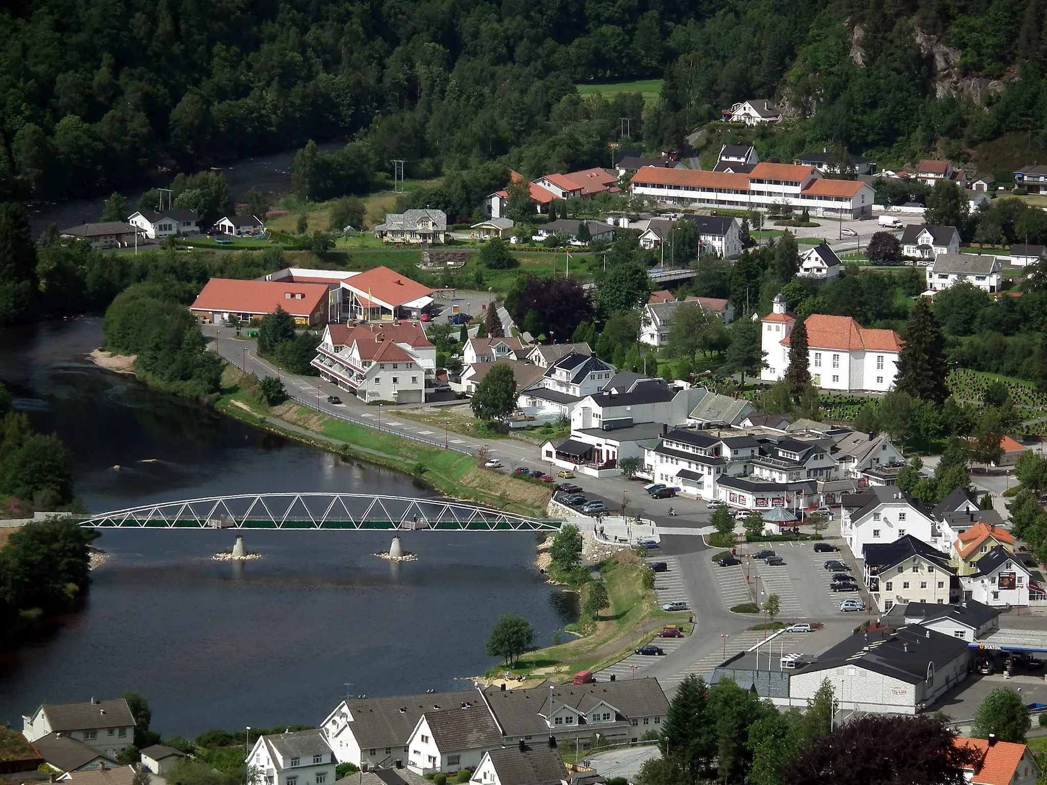 Photo showing: Liknes, the administrative centre of Kvinesdal municipality, Norway.