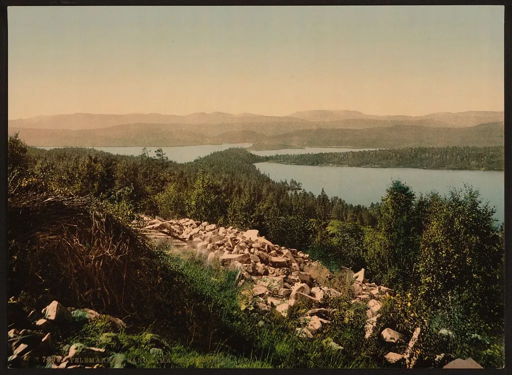 Photo showing: [Panorama from Bolkesjo, Telemarken (i.e, Telemark), Norway] [between ca. 1890 and ca. 1900].
1 photomechanical print : photochrom, color. Notes: Title from the Detroit Publishing Co., Catalogue J--foreign section. Detroit, Mich. : Detroit Publishing Company, 1905.
Print no. 7096.
Forms part of: Landscape and marine views of Norway in the Photochrom print collection. Subjects: Norway--Telemark fylke. Format: Photochrom prints--Color--1890-1900. Rights Info: No known restrictions on publication. Repository: Library of Congress, Prints and Photographs Division, Washington, D.C. 20540 USA, http://hdl.loc.gov/loc.pnp/pp.print Part Of: Landscape and marine views of Norway (DLC)   2001699563
More information about the Photochrom Print Collection is available at http://hdl.loc.gov/loc.pnp/pp.pgz Persistent URL: http://hdl.loc.gov/loc.pnp/ppmsc.06234
Call Number: LOT 13432, no. 132 [item]