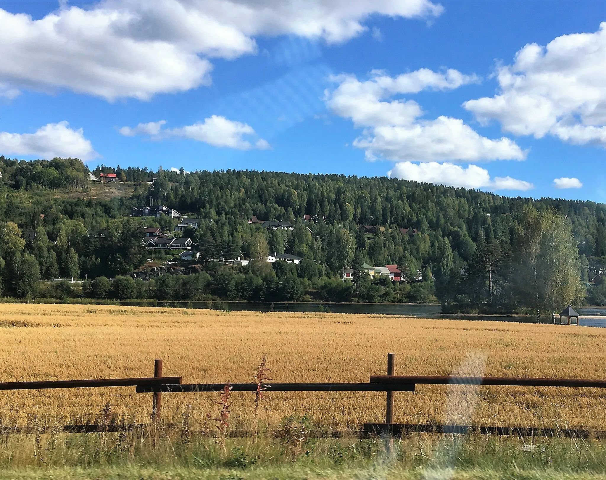 Photo showing: Image from Flesberg in Norway. Svene settlement in the background, fields belong to the "Strand" farm.