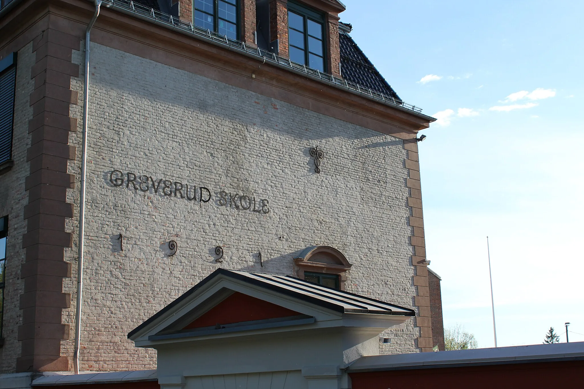 Photo showing: Greverud skoles 1921 skilt