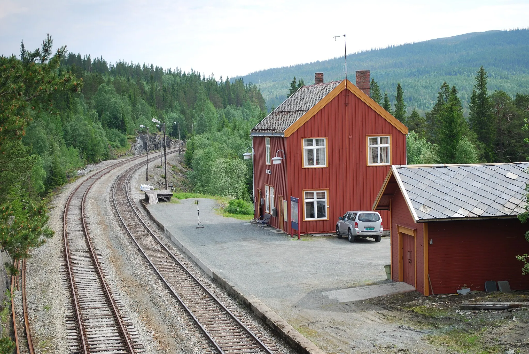 Photo showing: Kopperå train stasjon in Meråker (Kopperå), Nord-Trøndelag, Norway.