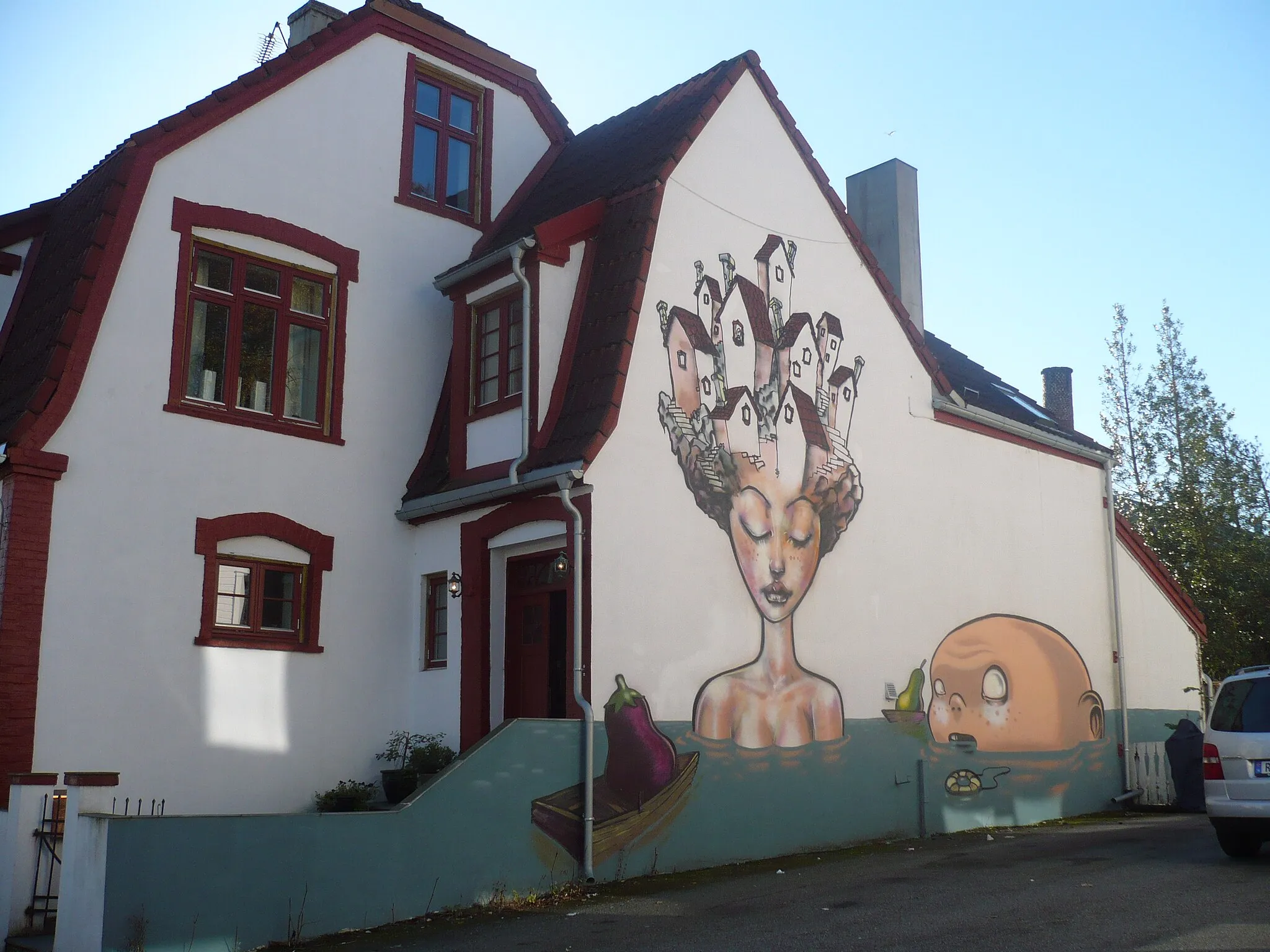 Photo showing: Kunsterisk malt hus på Våland i Stavanger