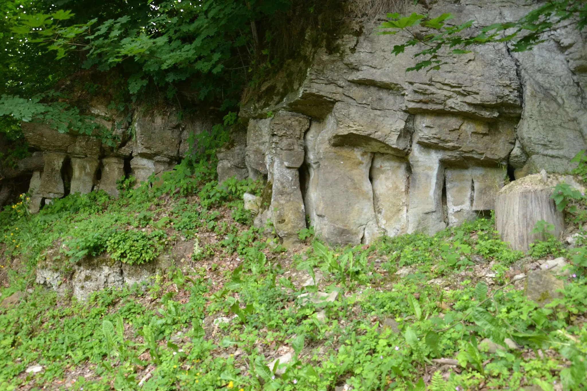 Photo showing: Skalní sloupky odkryté při stavbě silnice