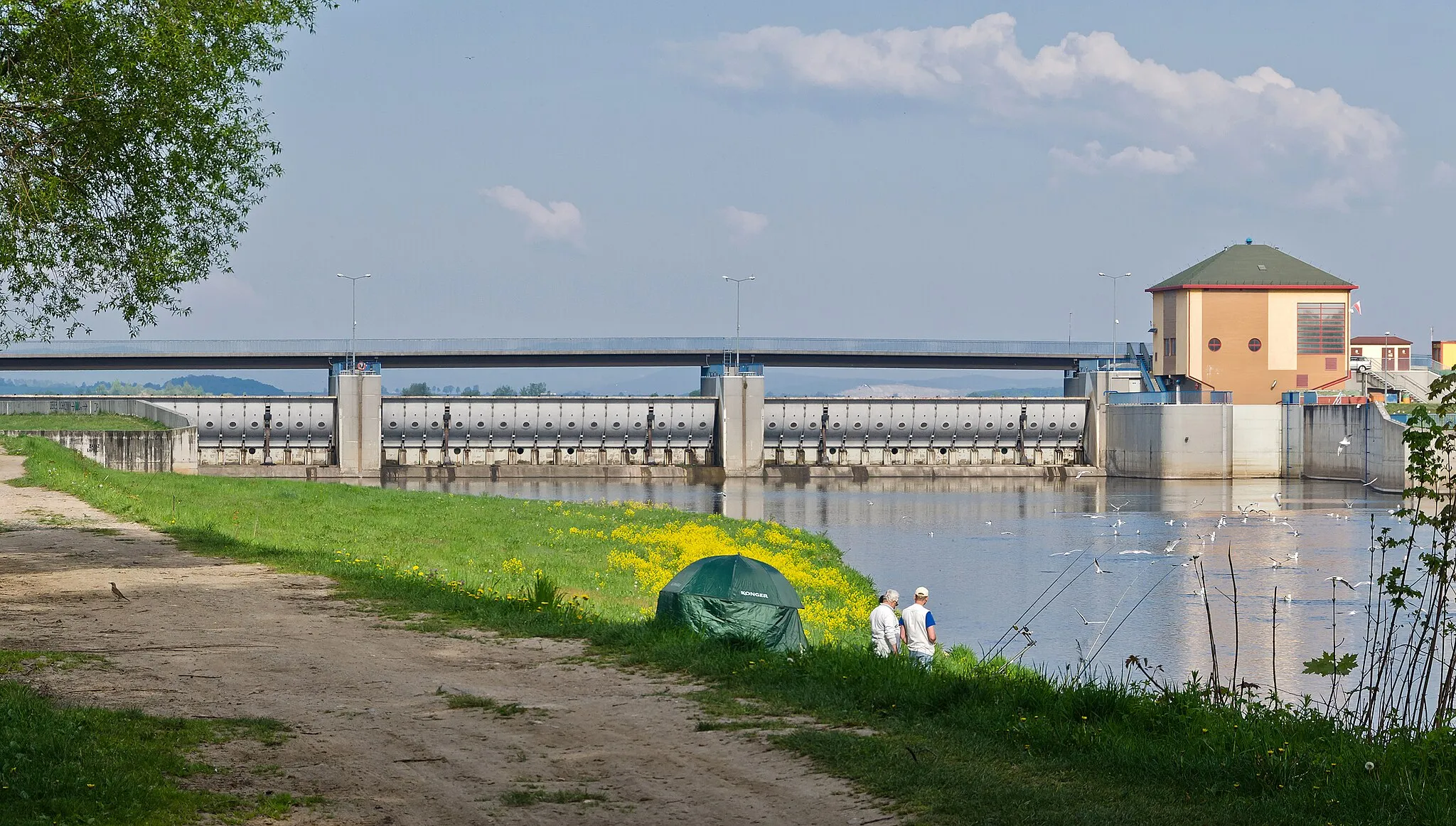 Photo showing: Dam on the Paczkowskie Lake, in Kozielno