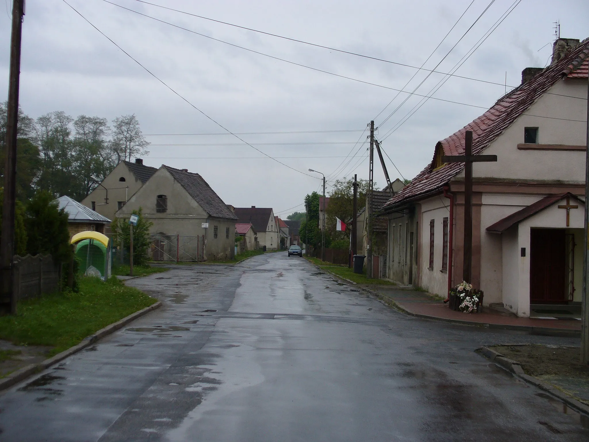 Photo showing: Koźlice, view from Kłobuczyn side, on right you can see church.